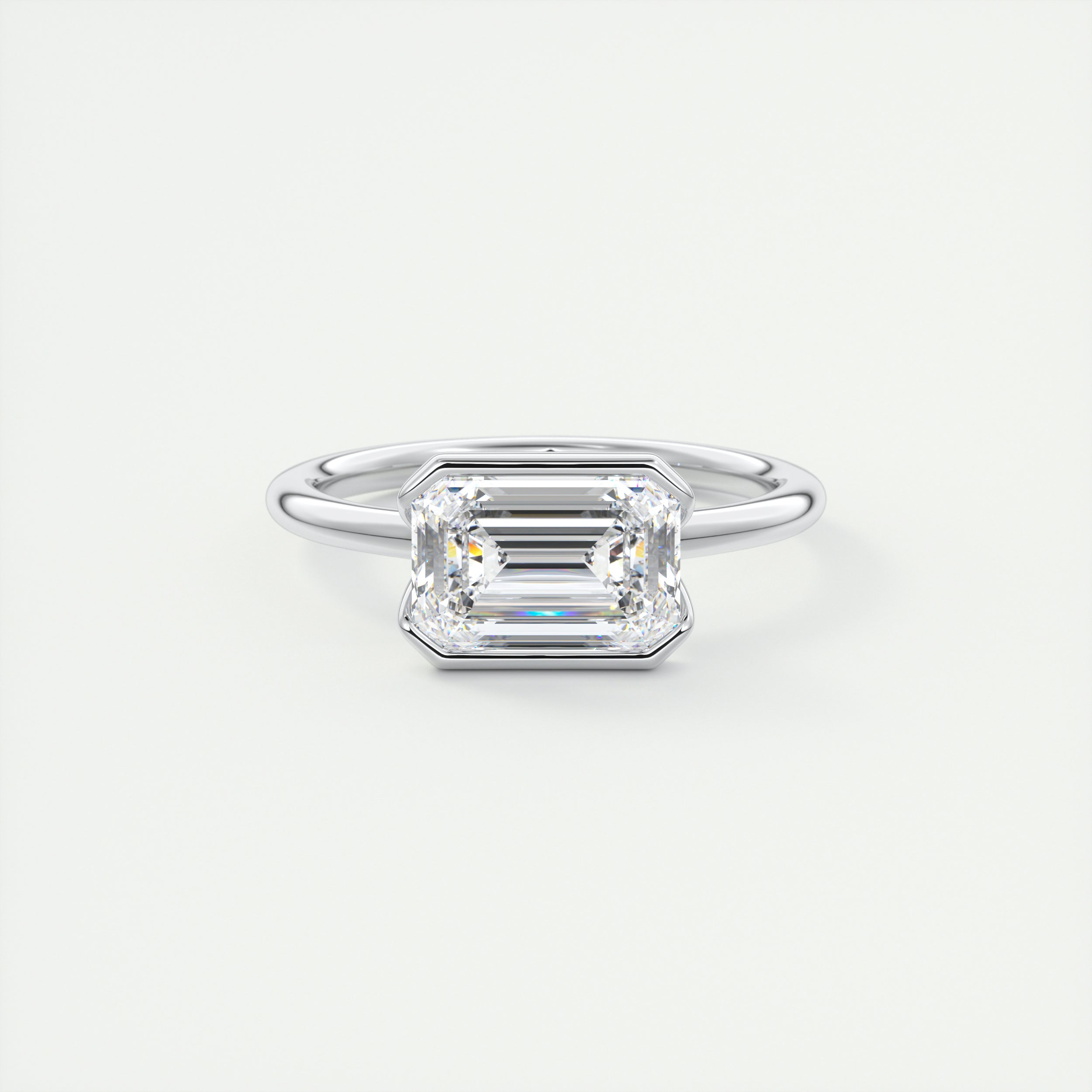 2 Carat Half Emerald Bezel Solitaire