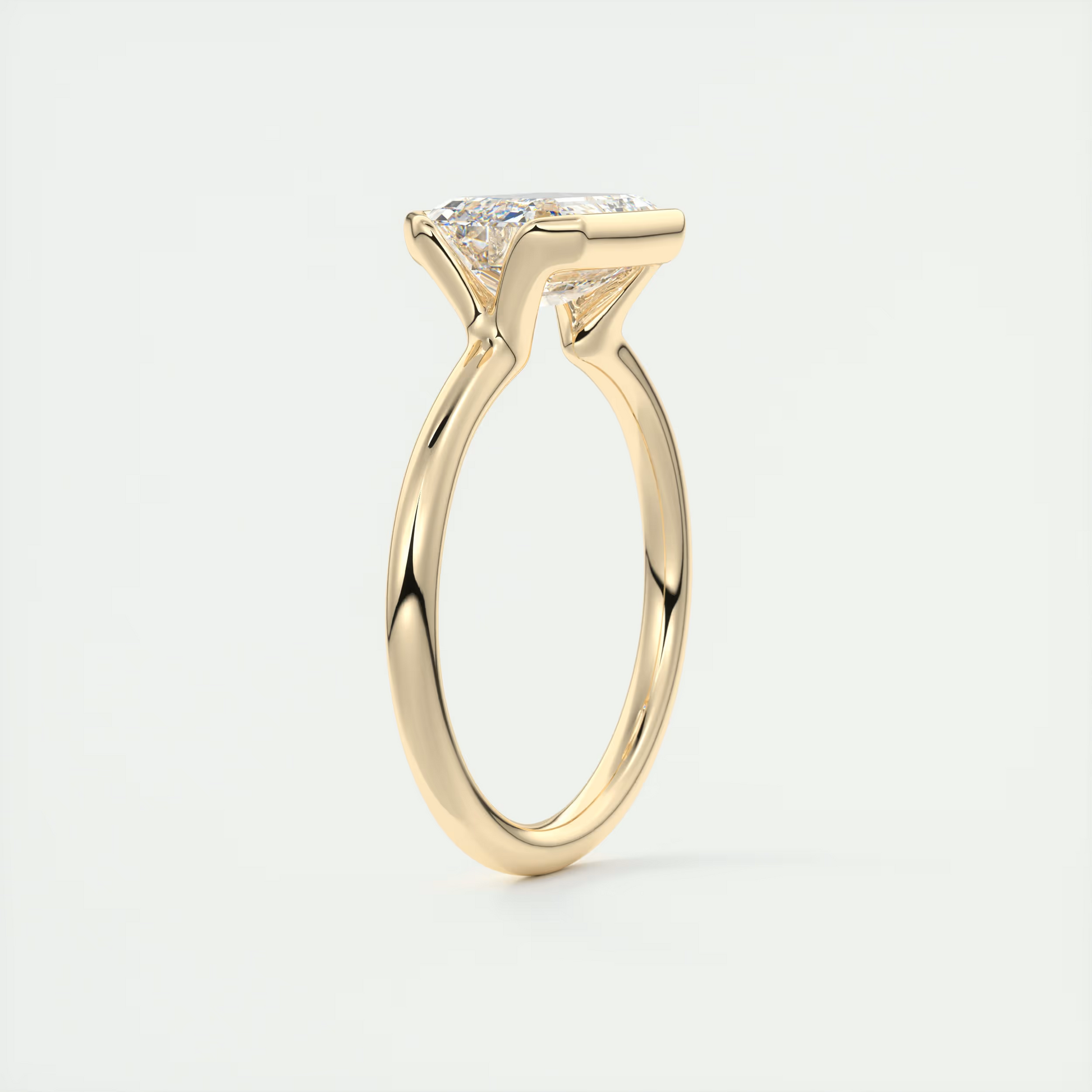 2 Carat Half Emerald Bezel Solitaire