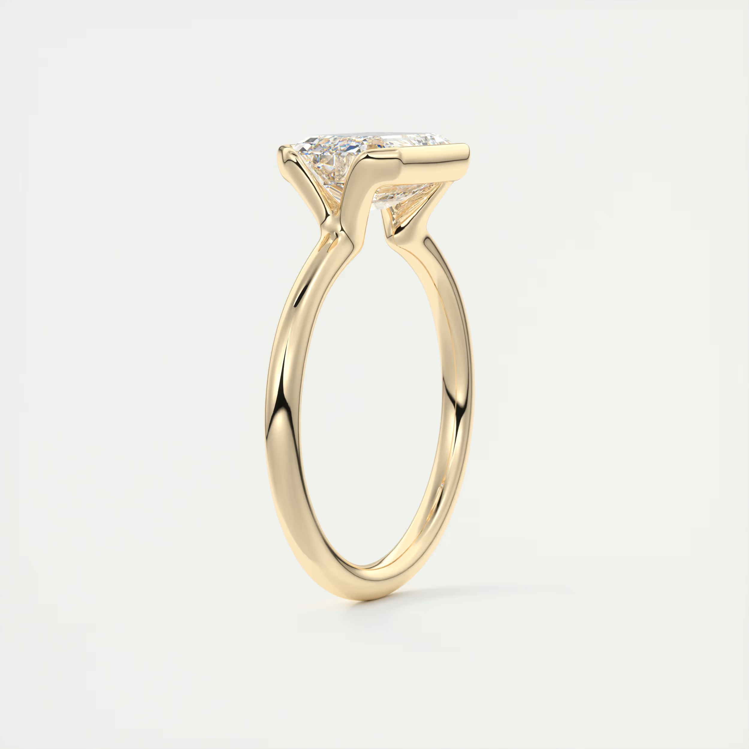 2 Carat Half Emerald Bezel Solitaire