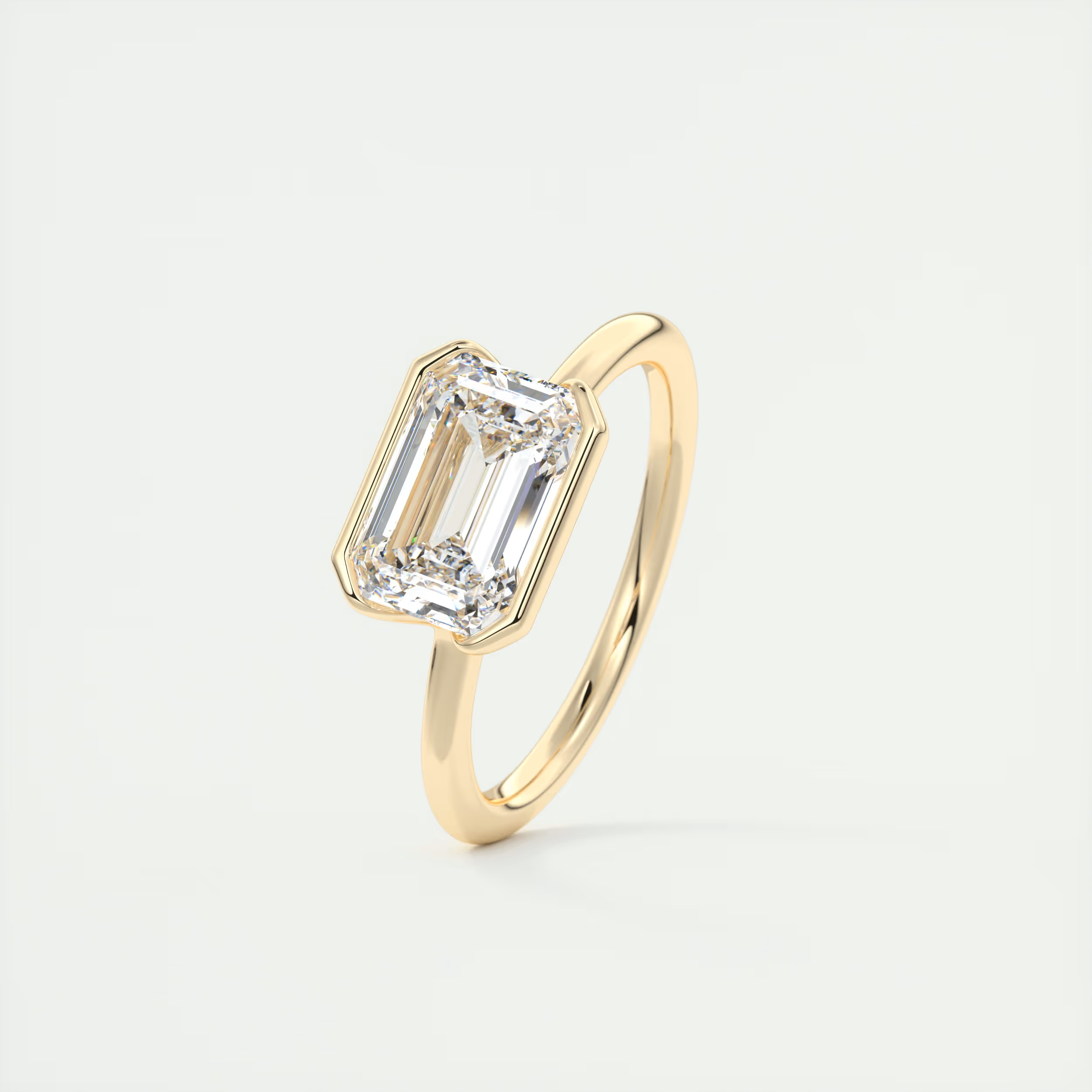 2 Carat Half Emerald Bezel Solitaire