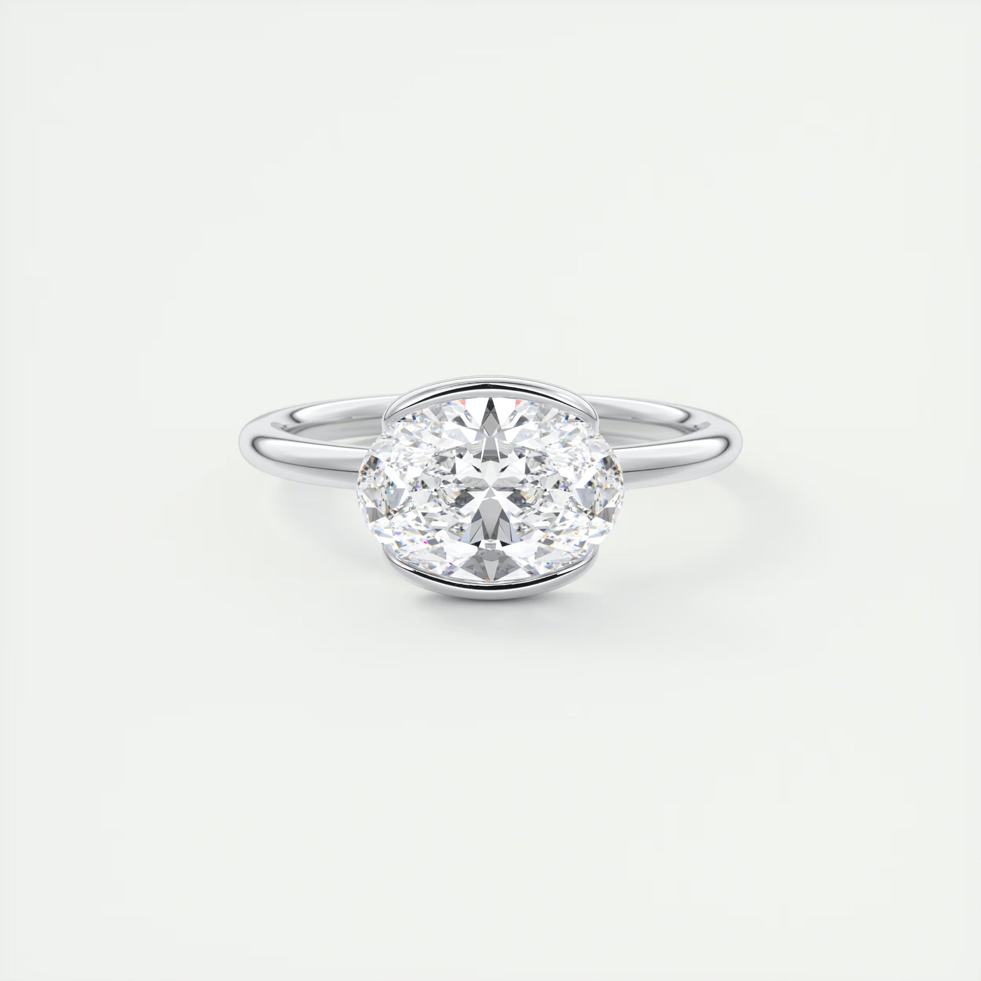 2 Carat Half Oval Bezel Solitaire