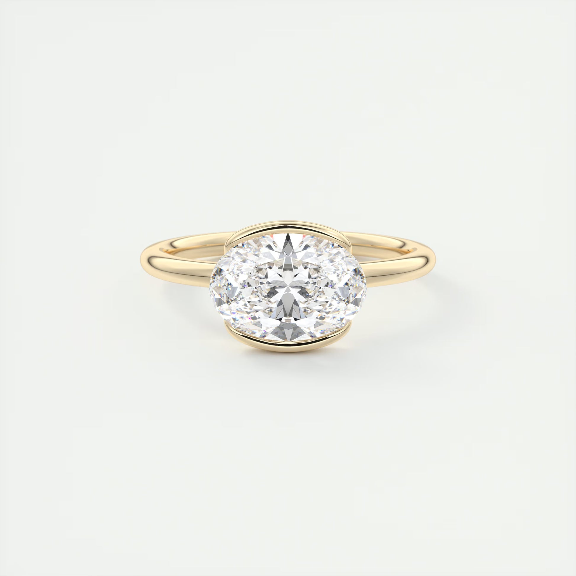2 Carat Half Oval Bezel Solitaire