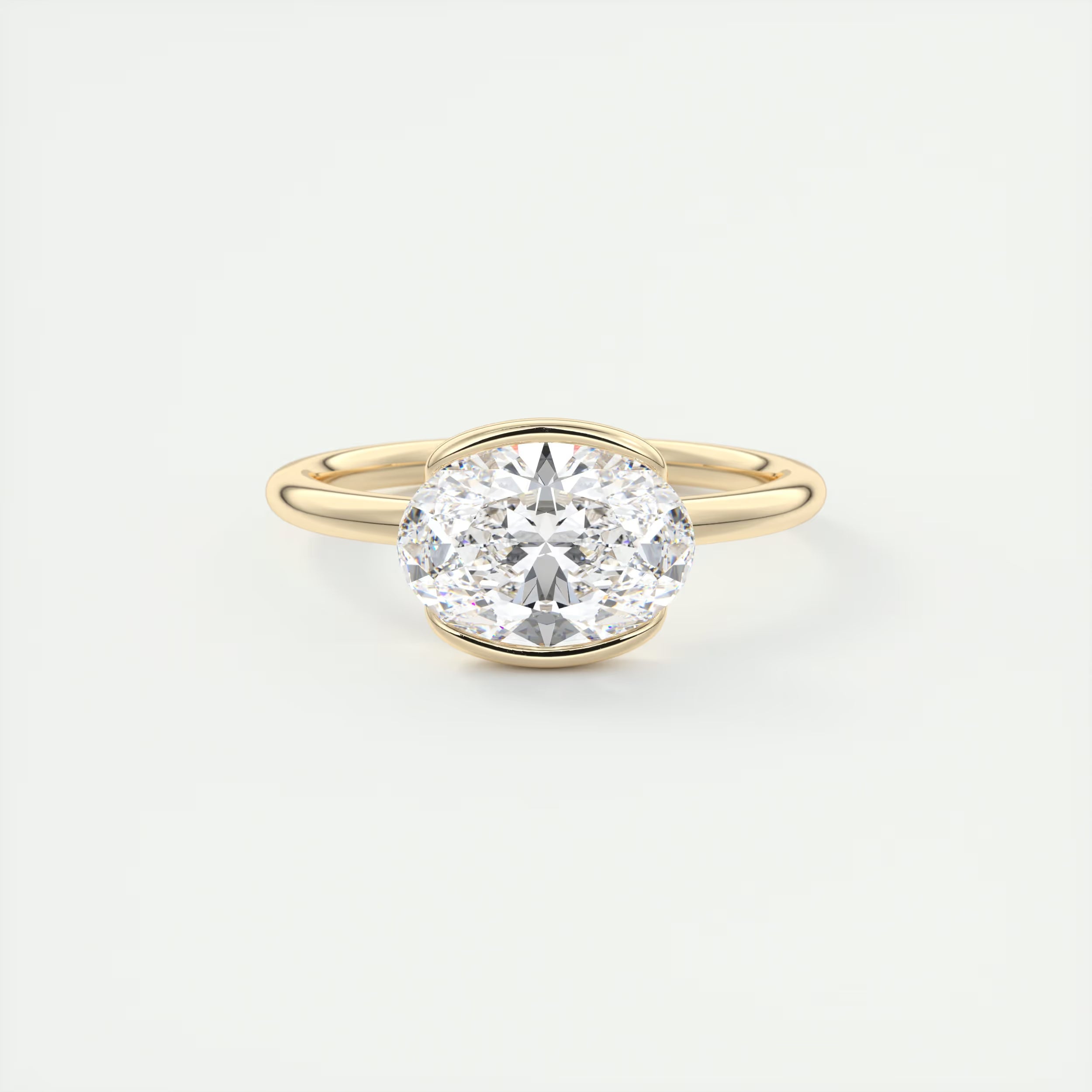 2 Carat Half Oval Bezel Solitaire