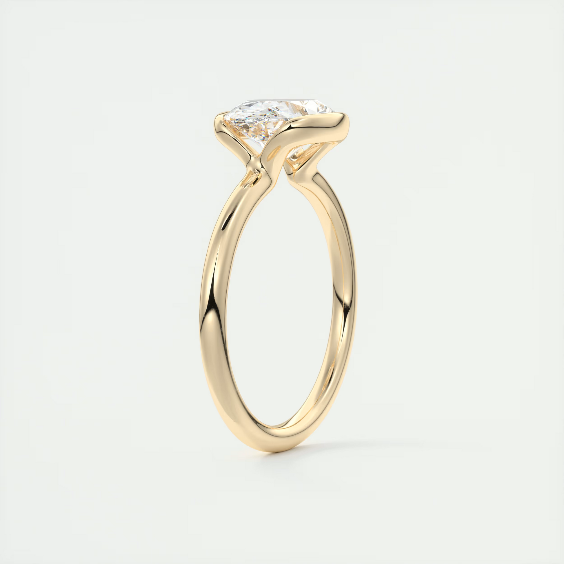 2 Carat Half Oval Bezel Solitaire