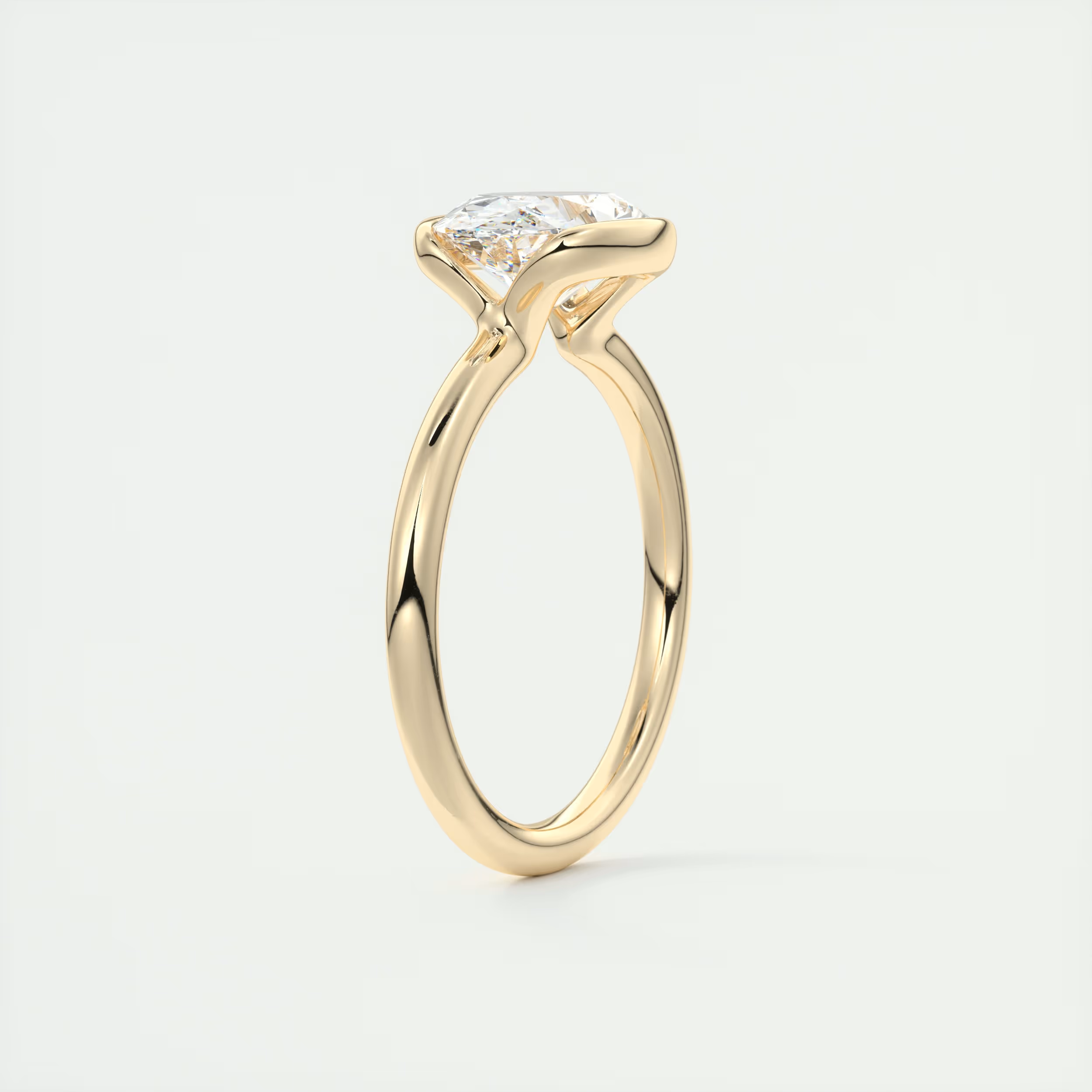 2 Carat Half Oval Bezel Solitaire