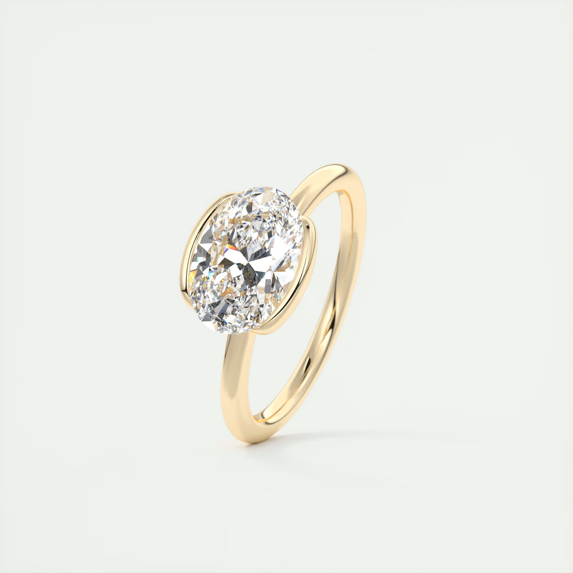 2 Carat Half Oval Bezel Solitaire