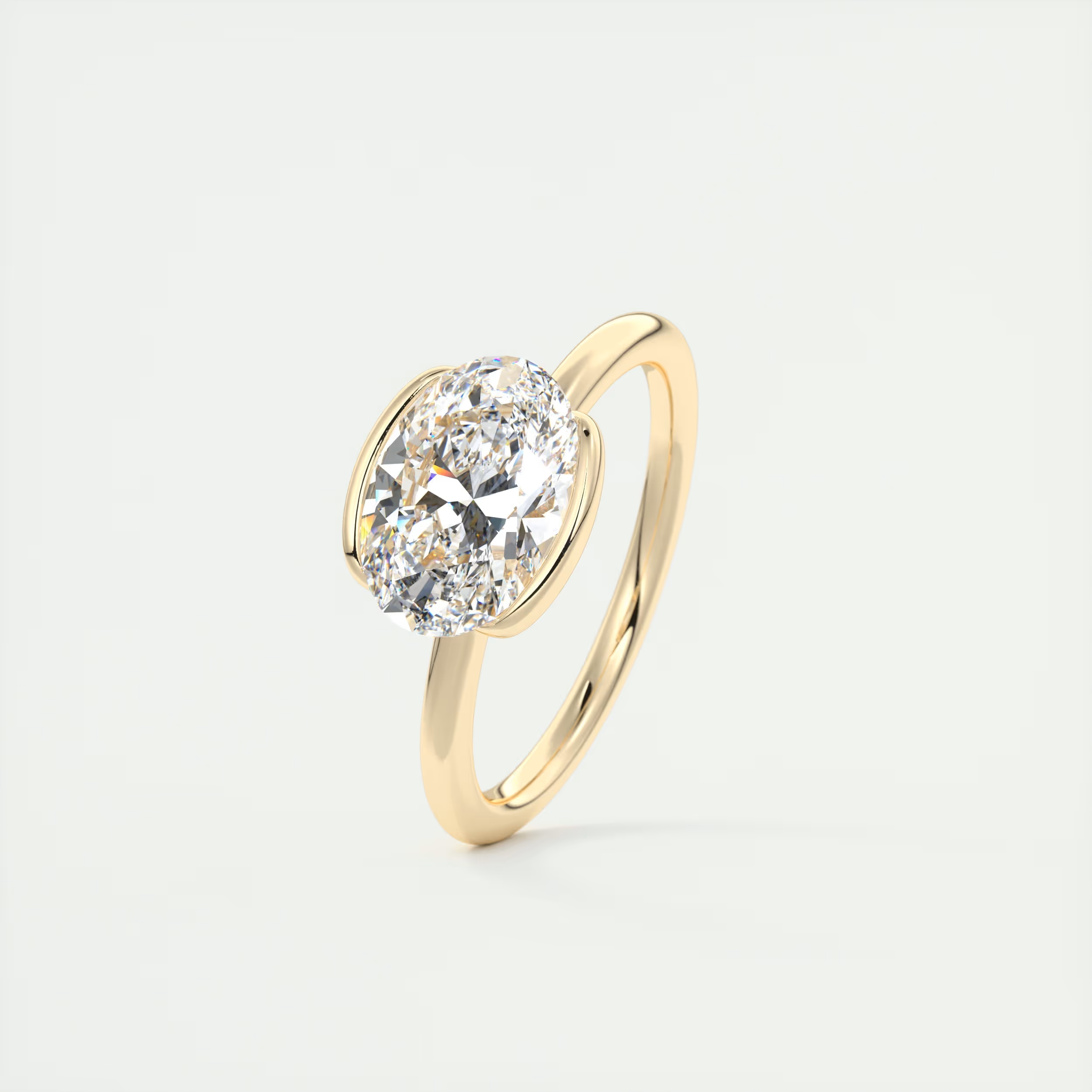 2 Carat Half Oval Bezel Solitaire