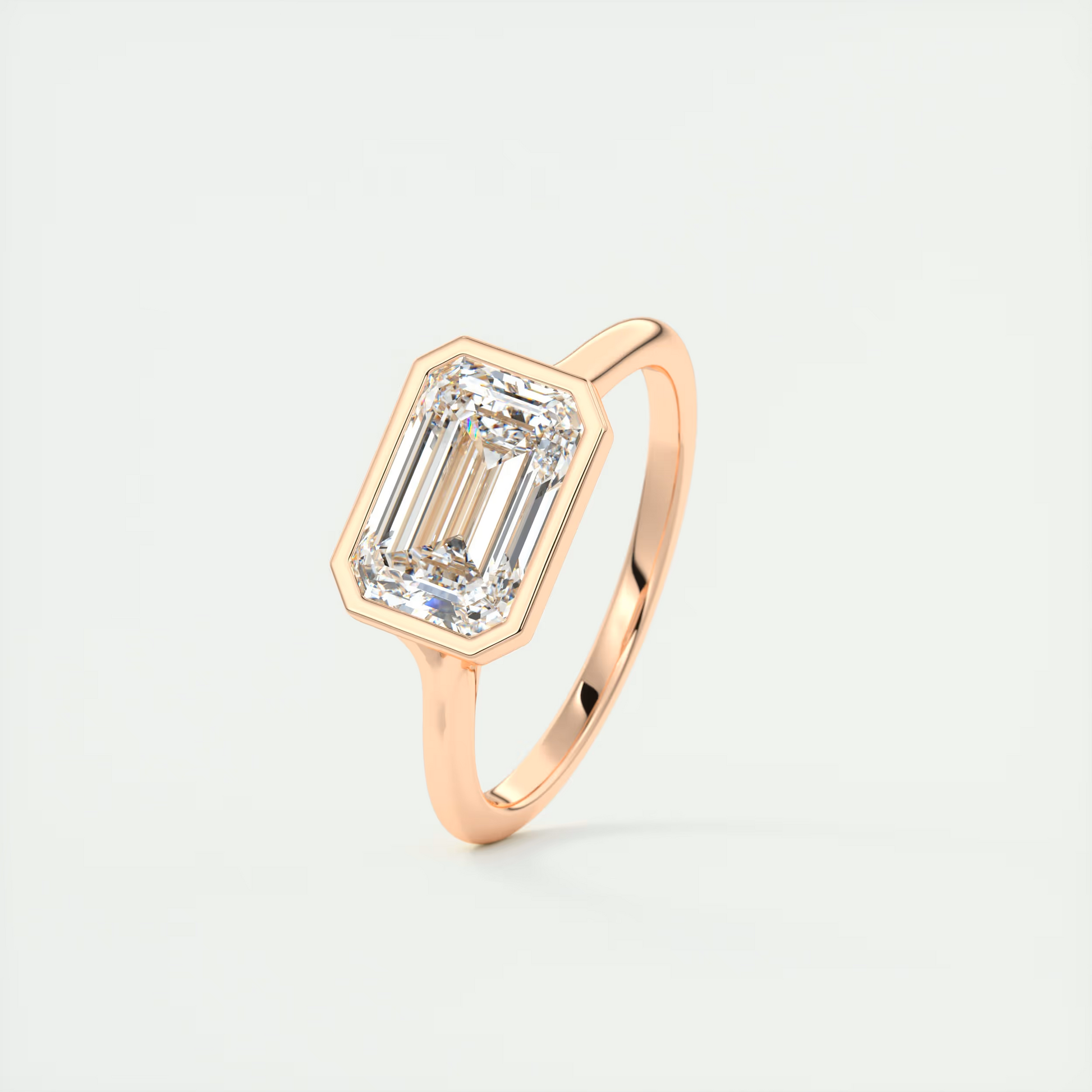 2 ct Emerald Flush Stacking East-West Bezel Solitaire