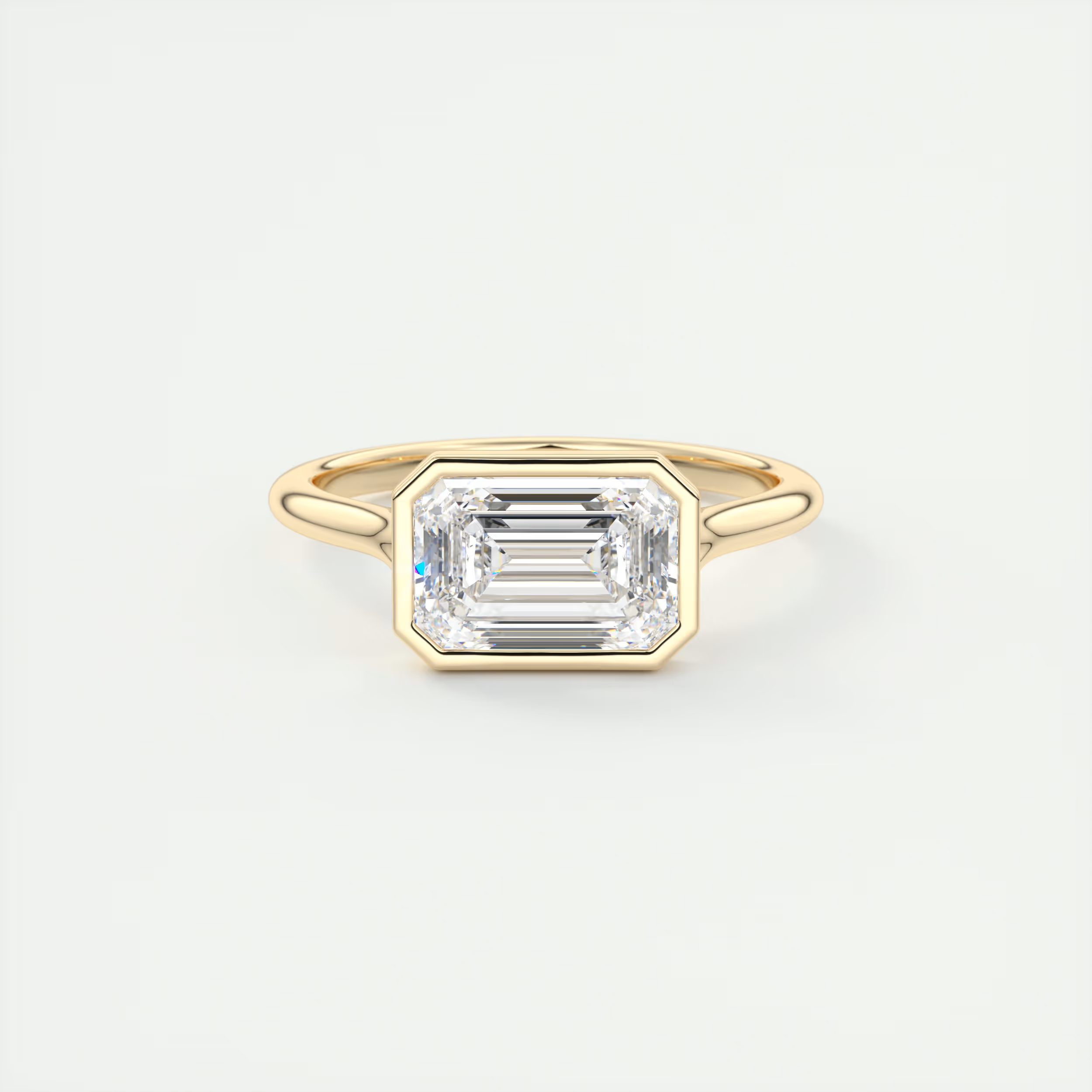 2 ct Emerald Flush Stacking East-West Bezel Solitaire