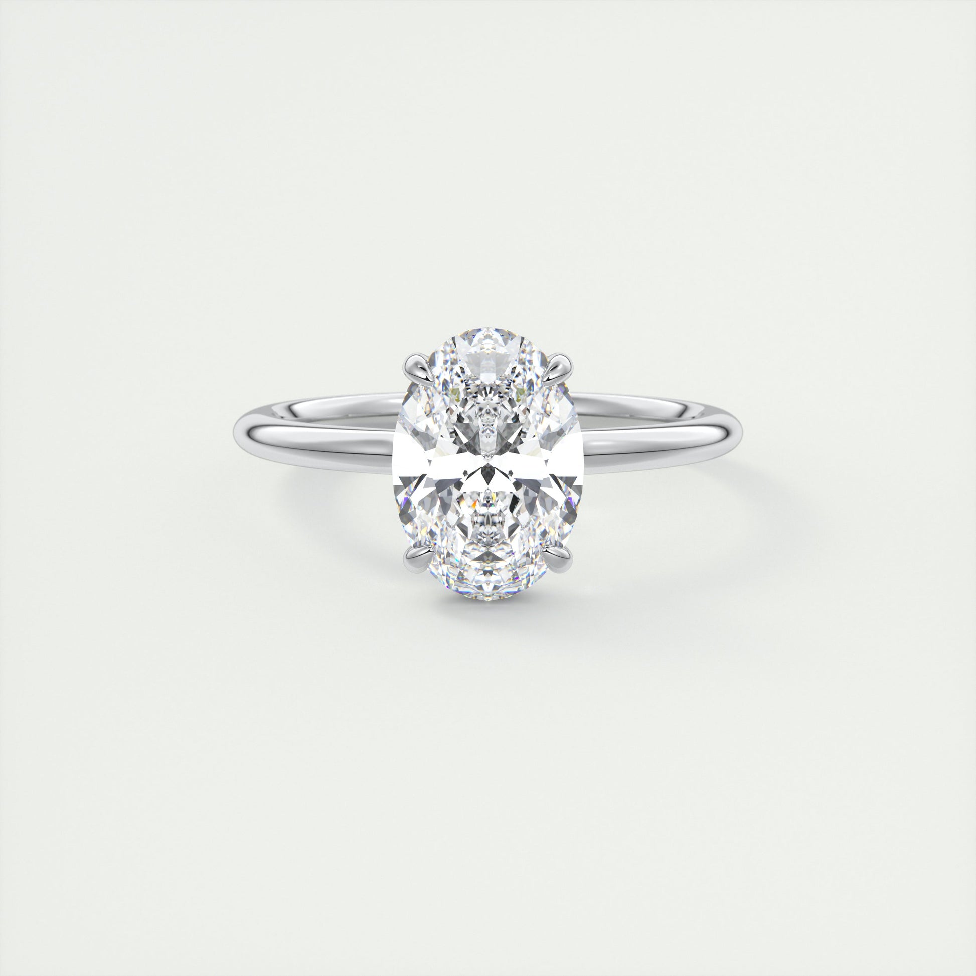 2 Carat Flush Oval Low Profile Solitaire