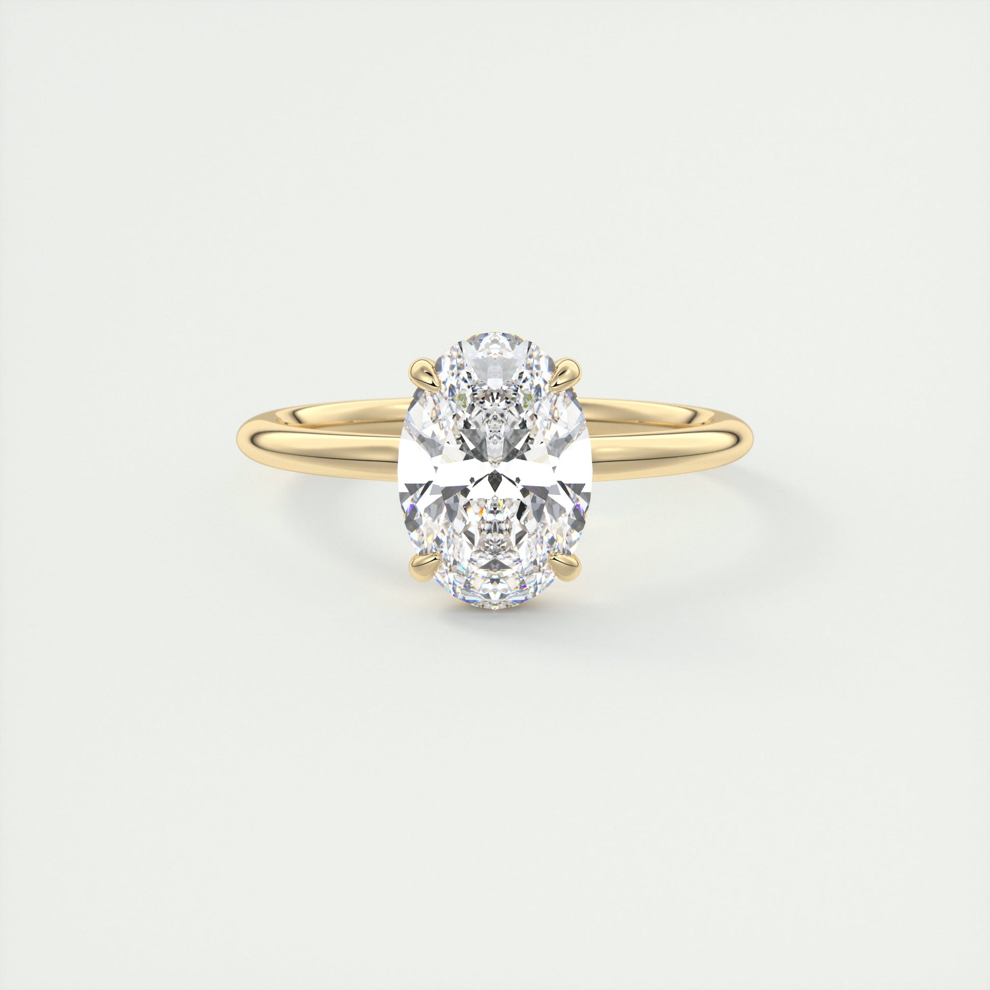 2 Carat Flush Oval Low Profile Solitaire