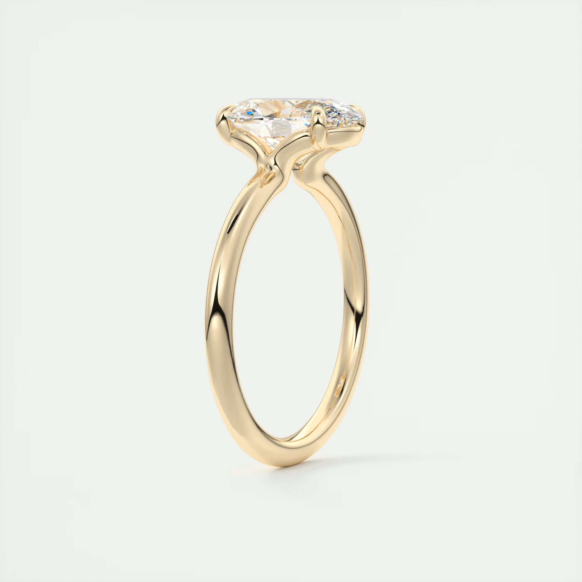 2 Carat Flush Oval Low Profile Solitaire