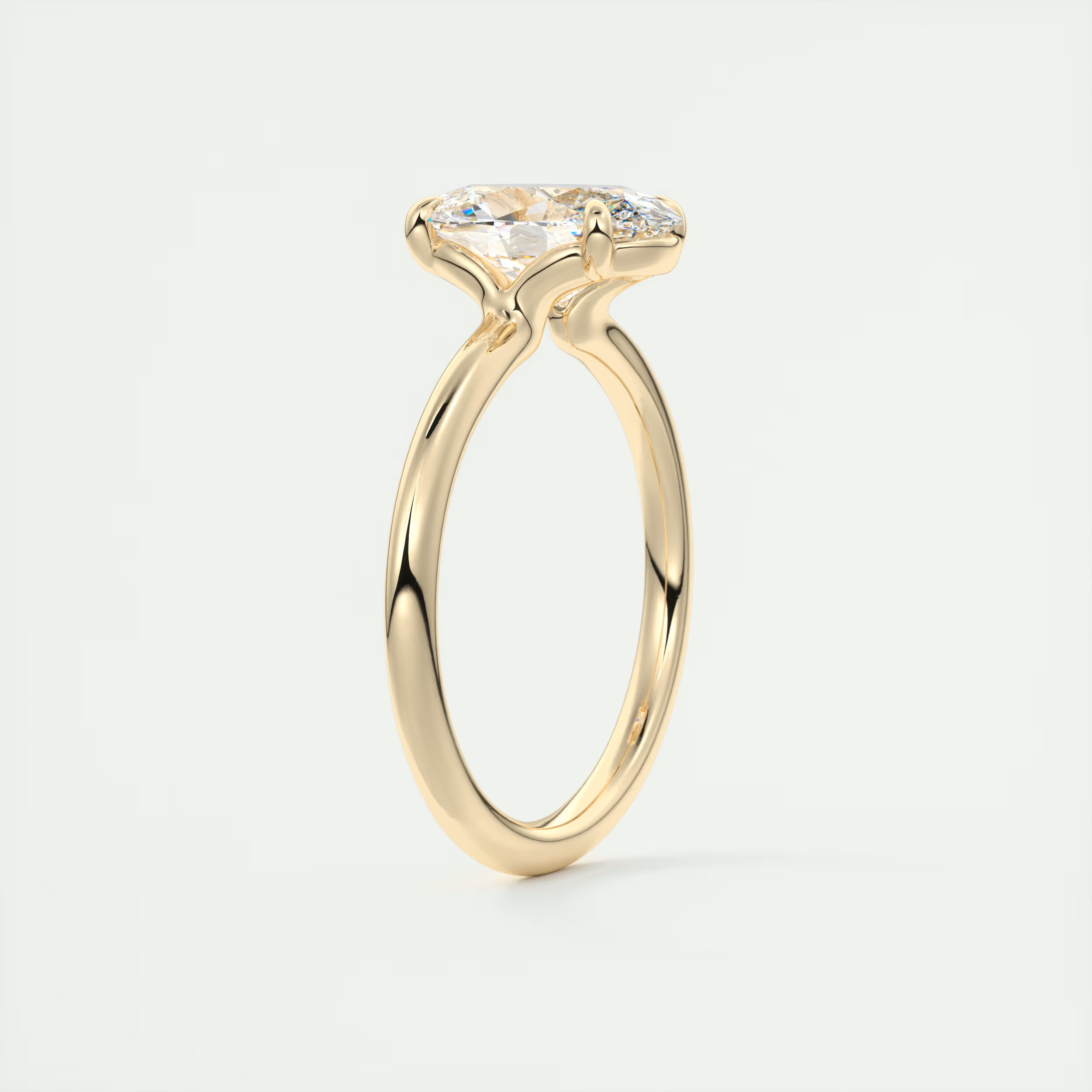 2 Carat Flush Oval Low Profile Solitaire