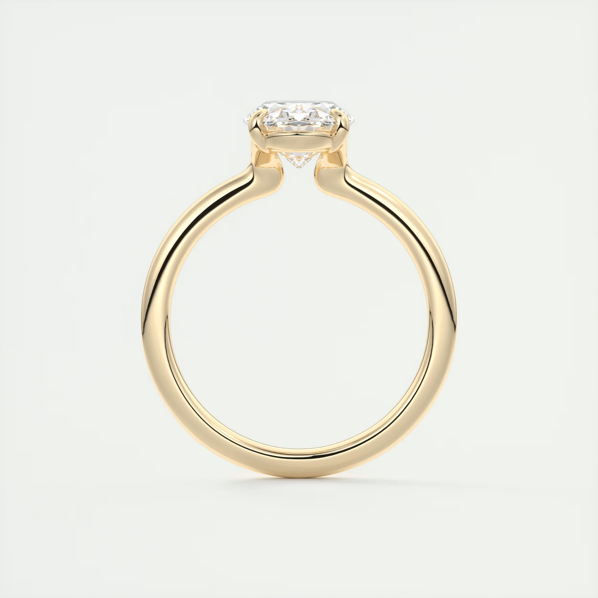 2 Carat Flush Oval Low Profile Solitaire