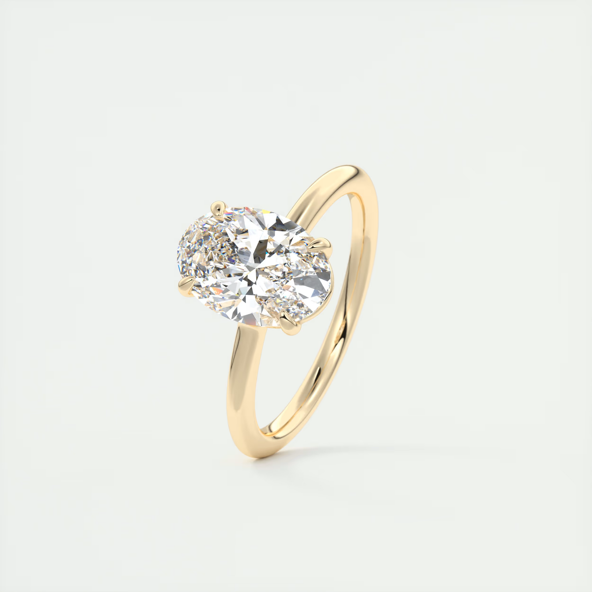 2 Carat Flush Oval Low Profile Solitaire
