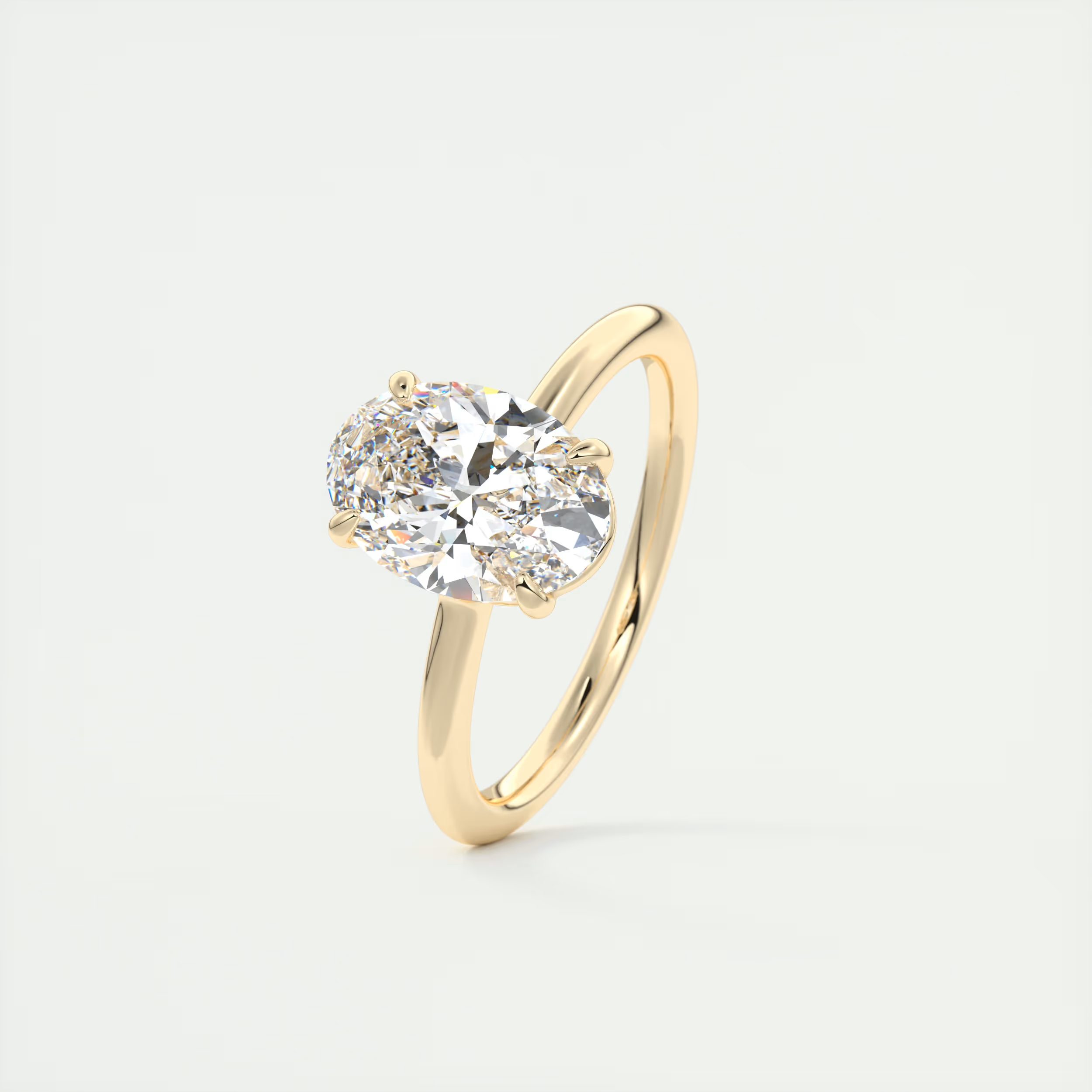 2 Carat Flush Oval Low Profile Solitaire