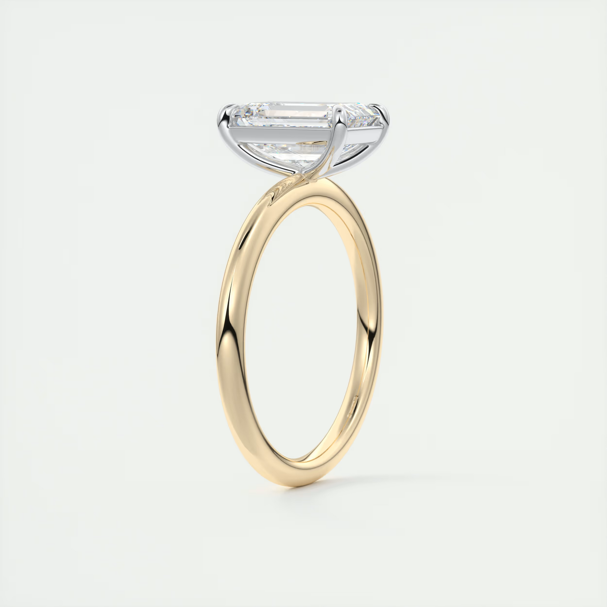 2 ct Emerald Gold Solitaire with Platinum Prongs