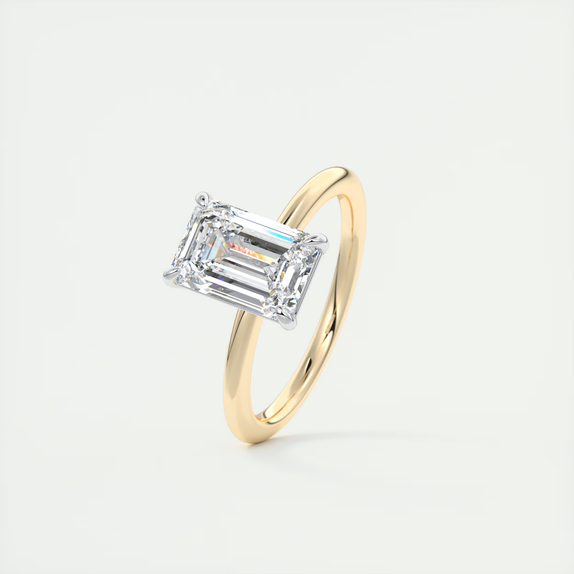 2 ct Emerald Gold Solitaire with Platinum Prongs