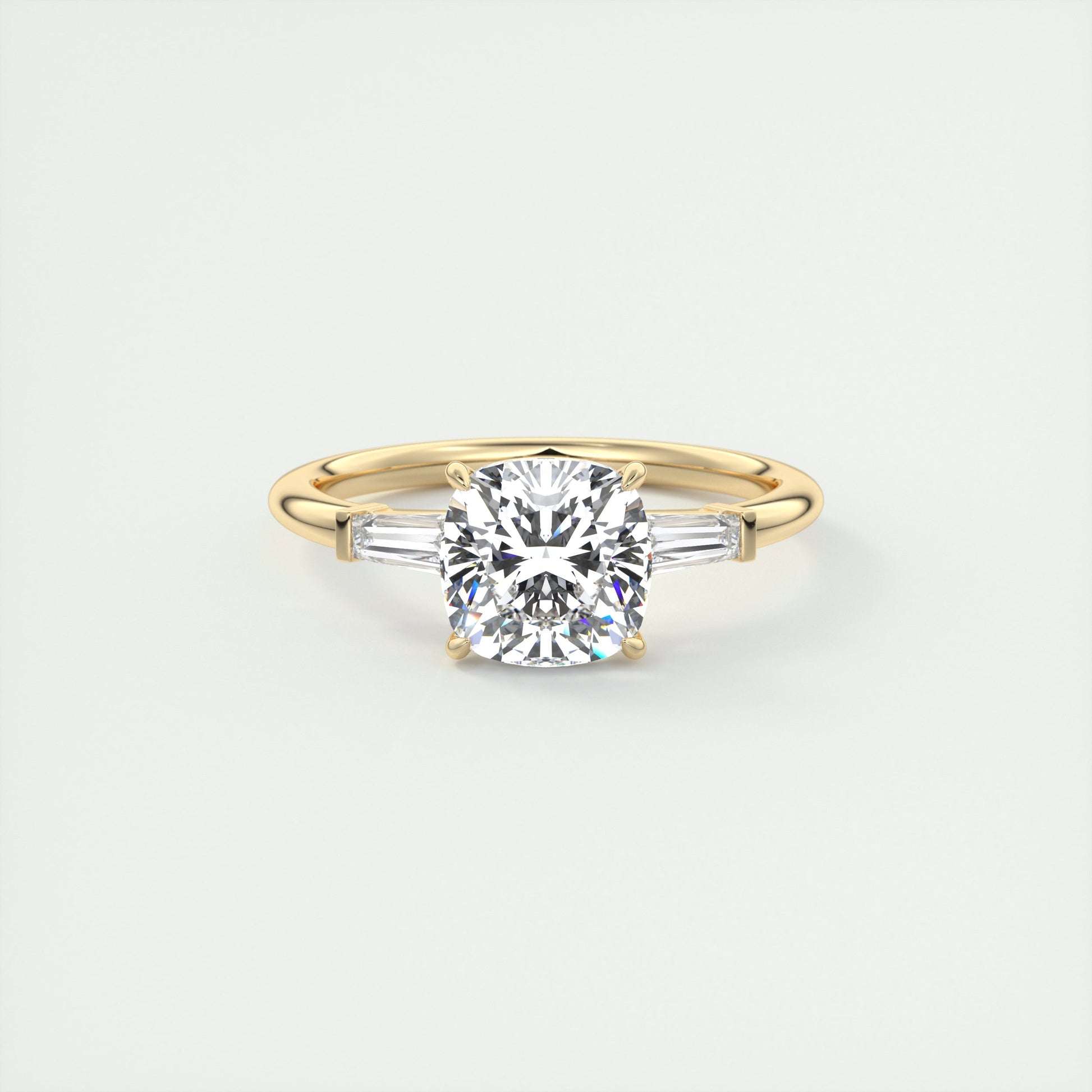 Striking 2 Carat Cushion Plunge Three-Stone Engagement Ring