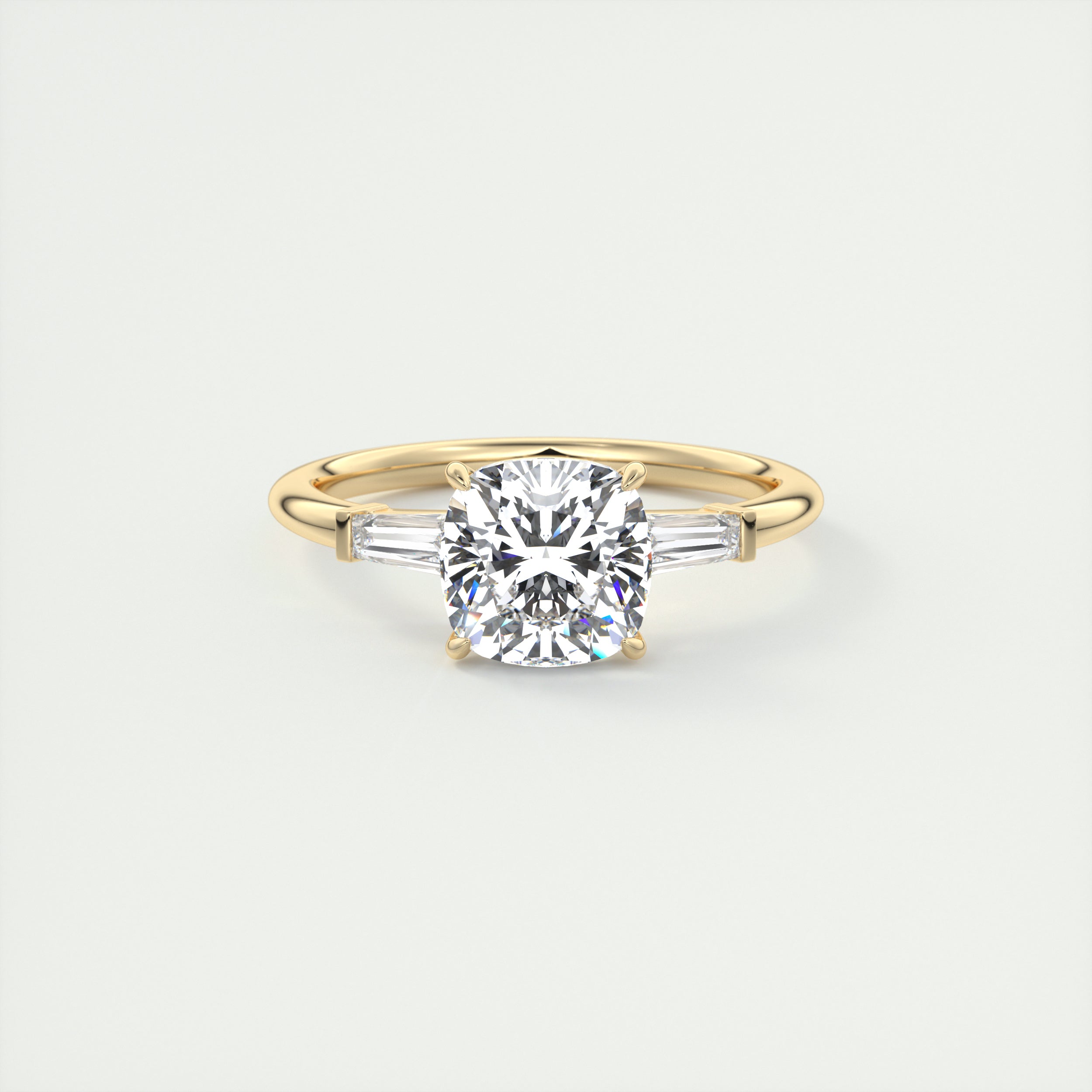 Striking 2 Carat Cushion Plunge Three-Stone Engagement Ring