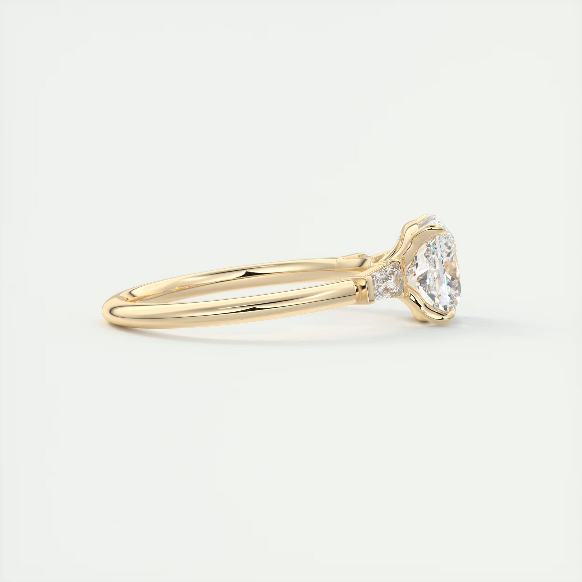Striking 2 Carat Cushion Plunge Three-Stone Engagement Ring