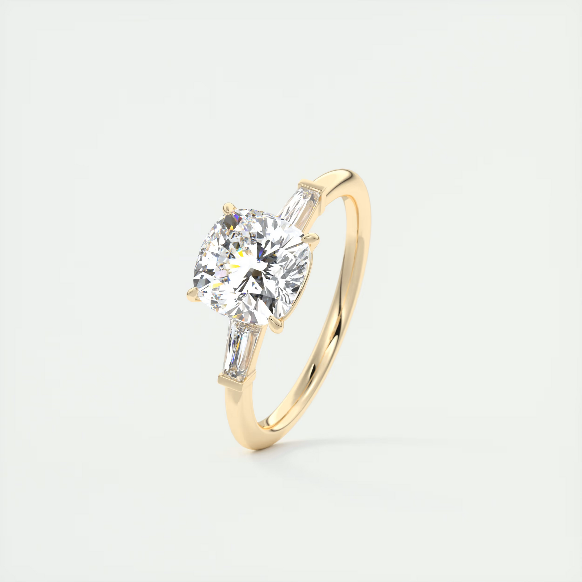 Striking 2 Carat Cushion Plunge Three-Stone Engagement Ring