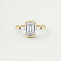 Sharp 2 Carat Emerald Half Bezel Three-Stone Engagement Ring
