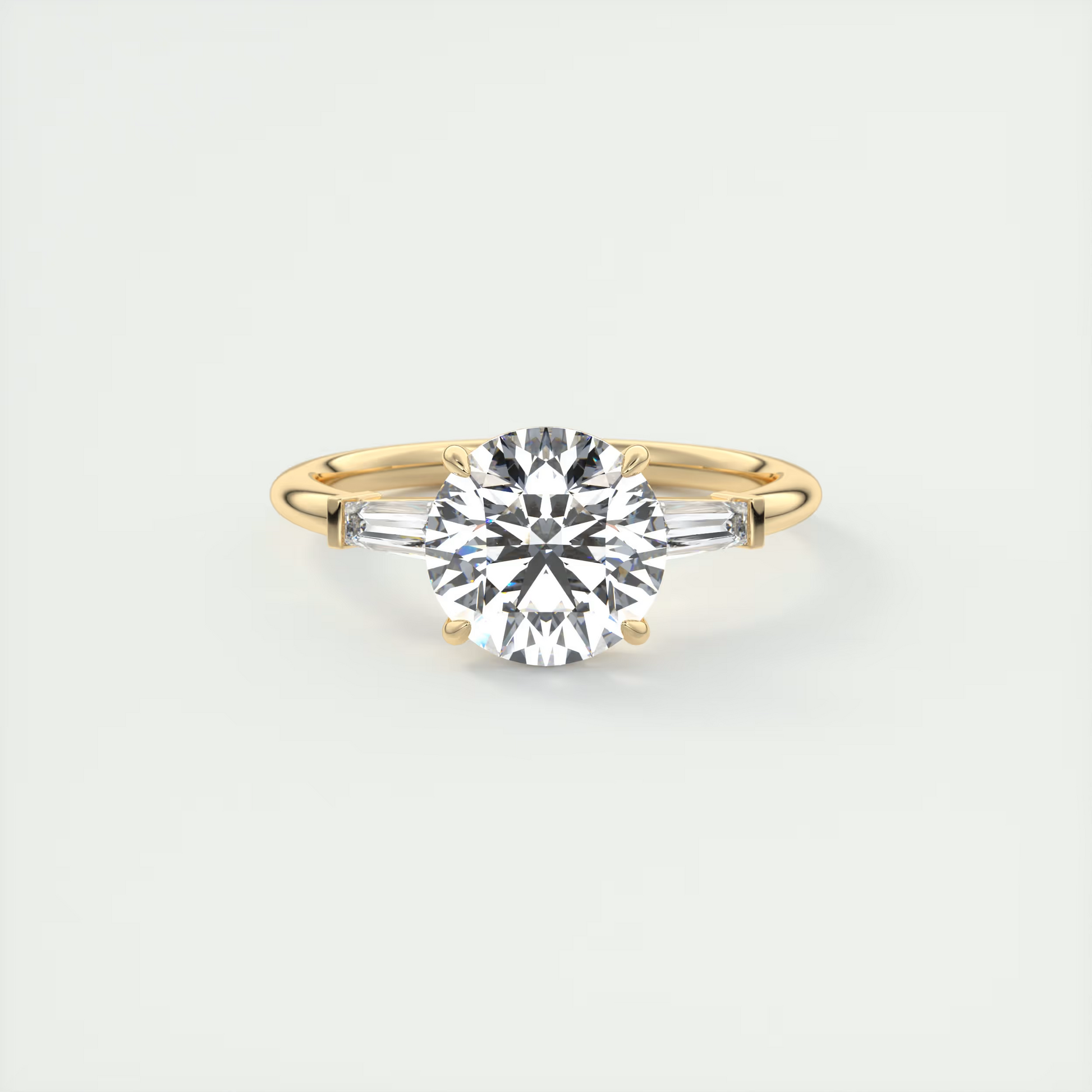 Brilliance 2 Carat Round-Cut Plunge Three-Stone Diamond Ring