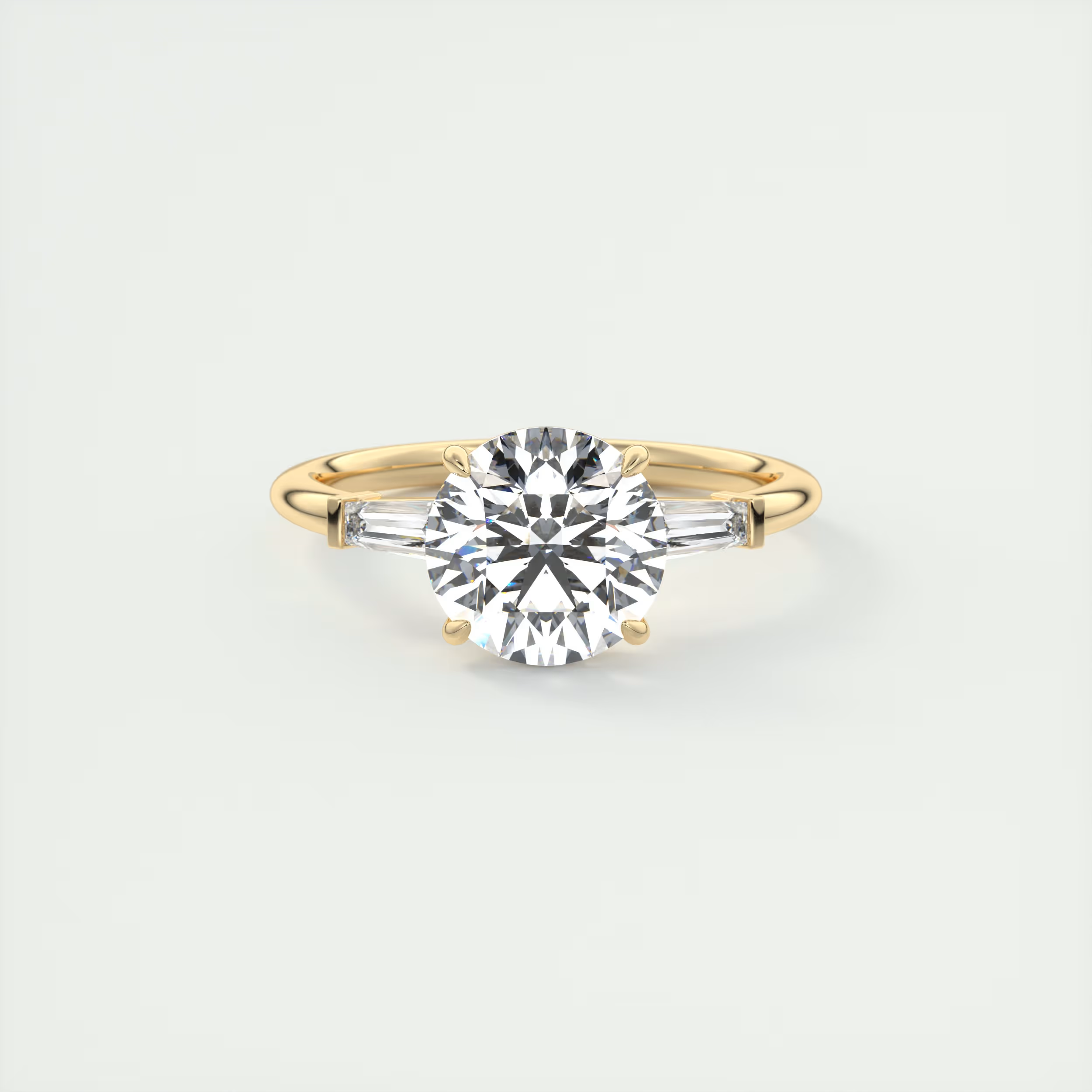 Brilliance 2 Carat Round-Cut Plunge Three-Stone Diamond Ring