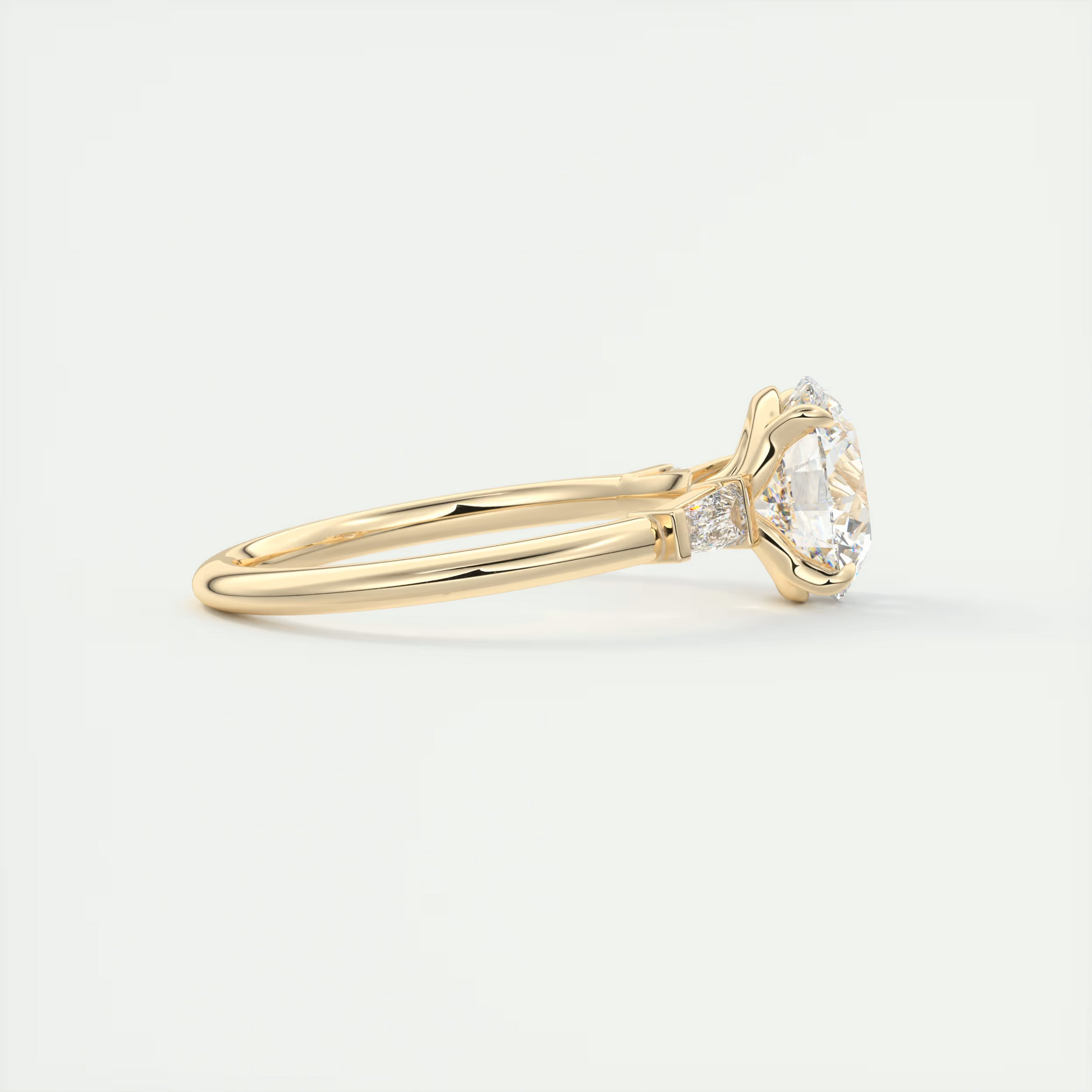 Brilliance 2 Carat Round-Cut Plunge Three-Stone Diamond Ring