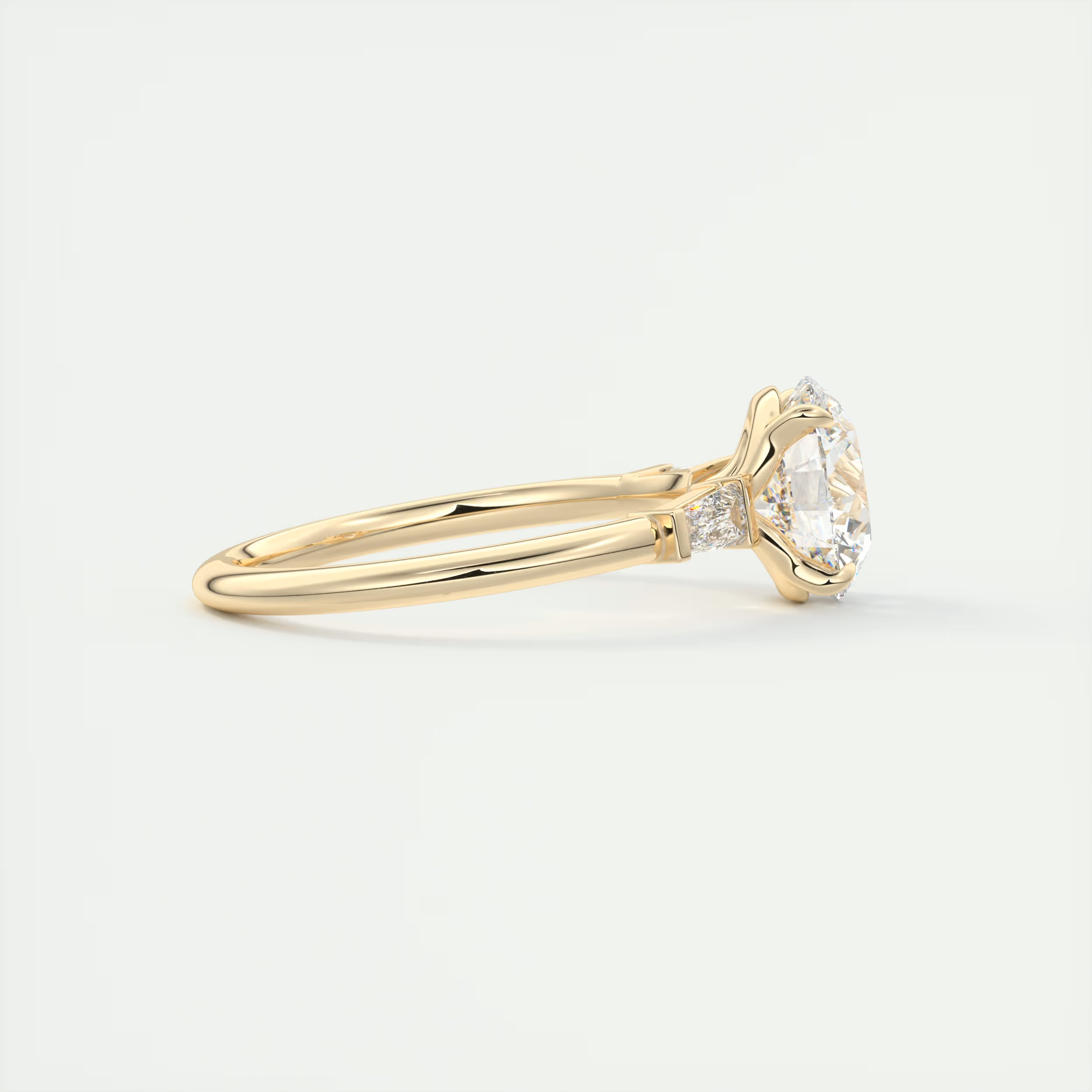 Brilliance 2 Carat Round-Cut Plunge Three-Stone Diamond Ring