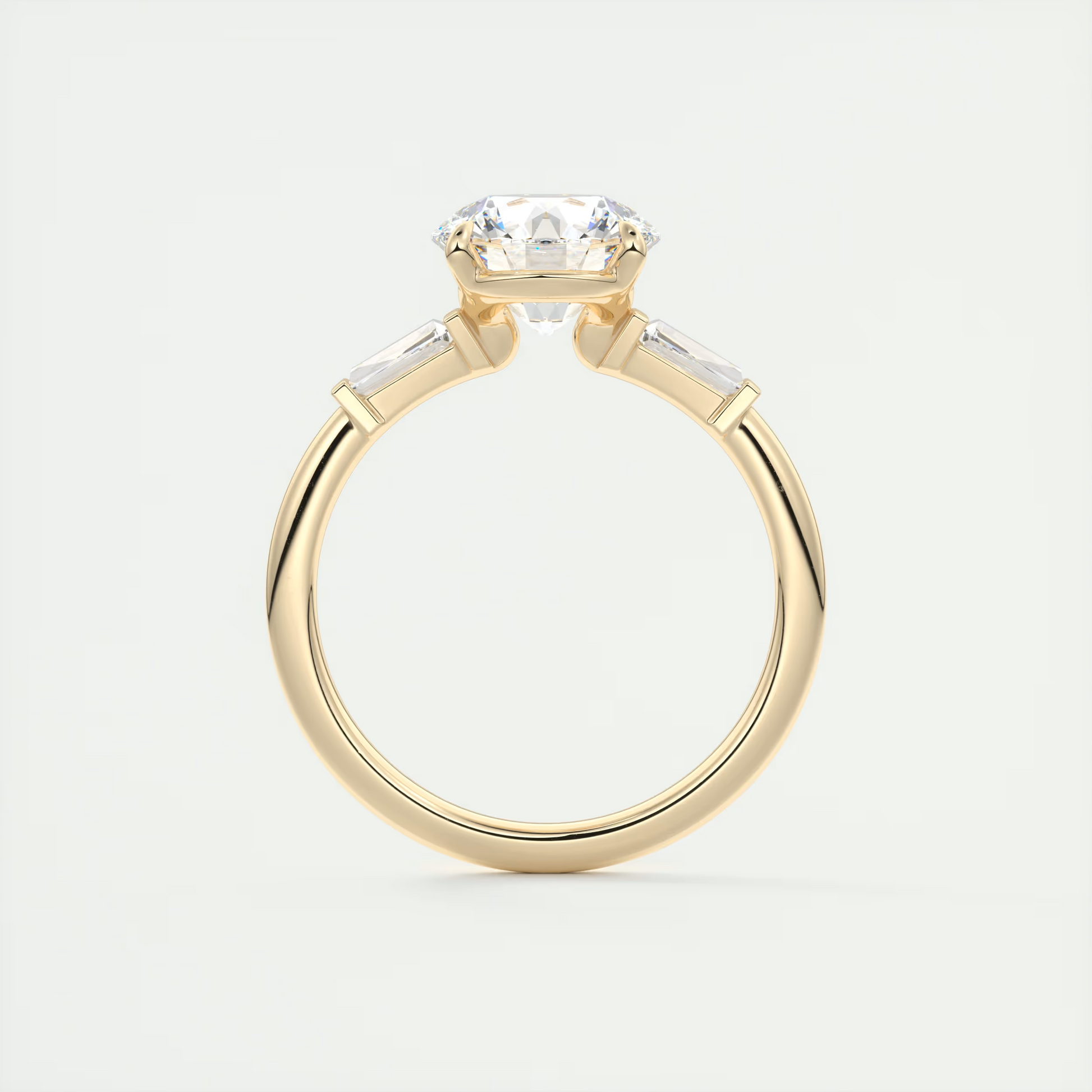 Brilliance 2 Carat Round-Cut Plunge Three-Stone Diamond Ring