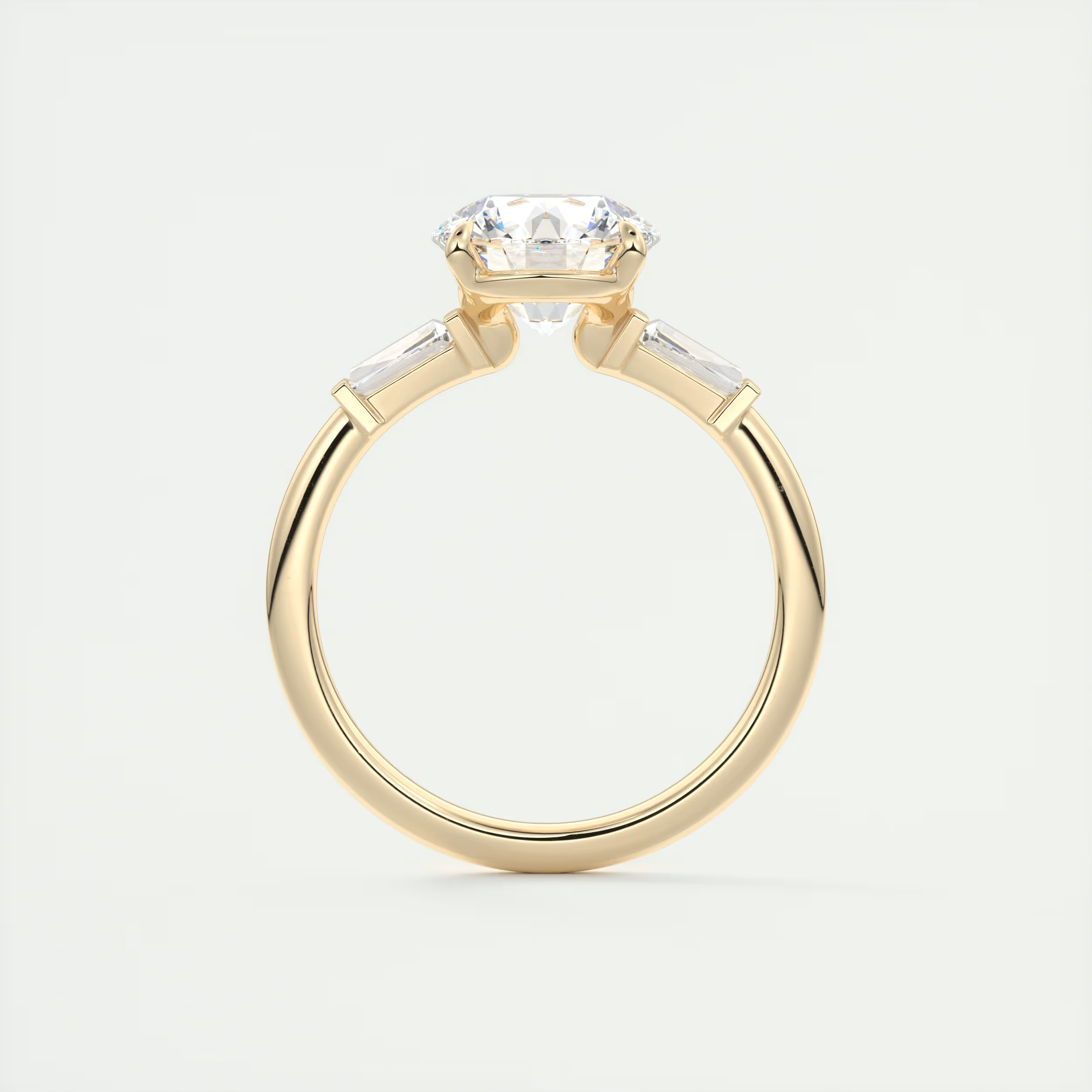 Brilliance 2 Carat Round-Cut Plunge Three-Stone Diamond Ring