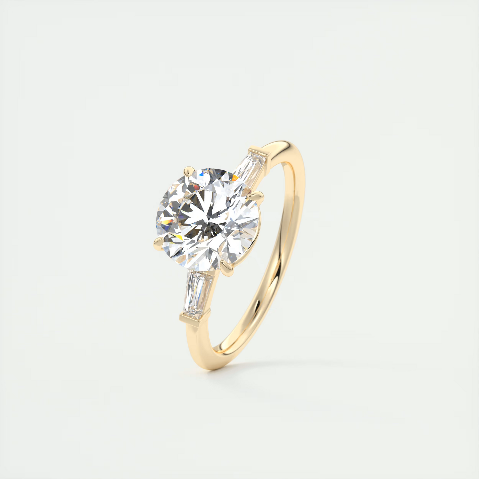 Brilliance 2 Carat Round-Cut Plunge Three-Stone Diamond Ring
