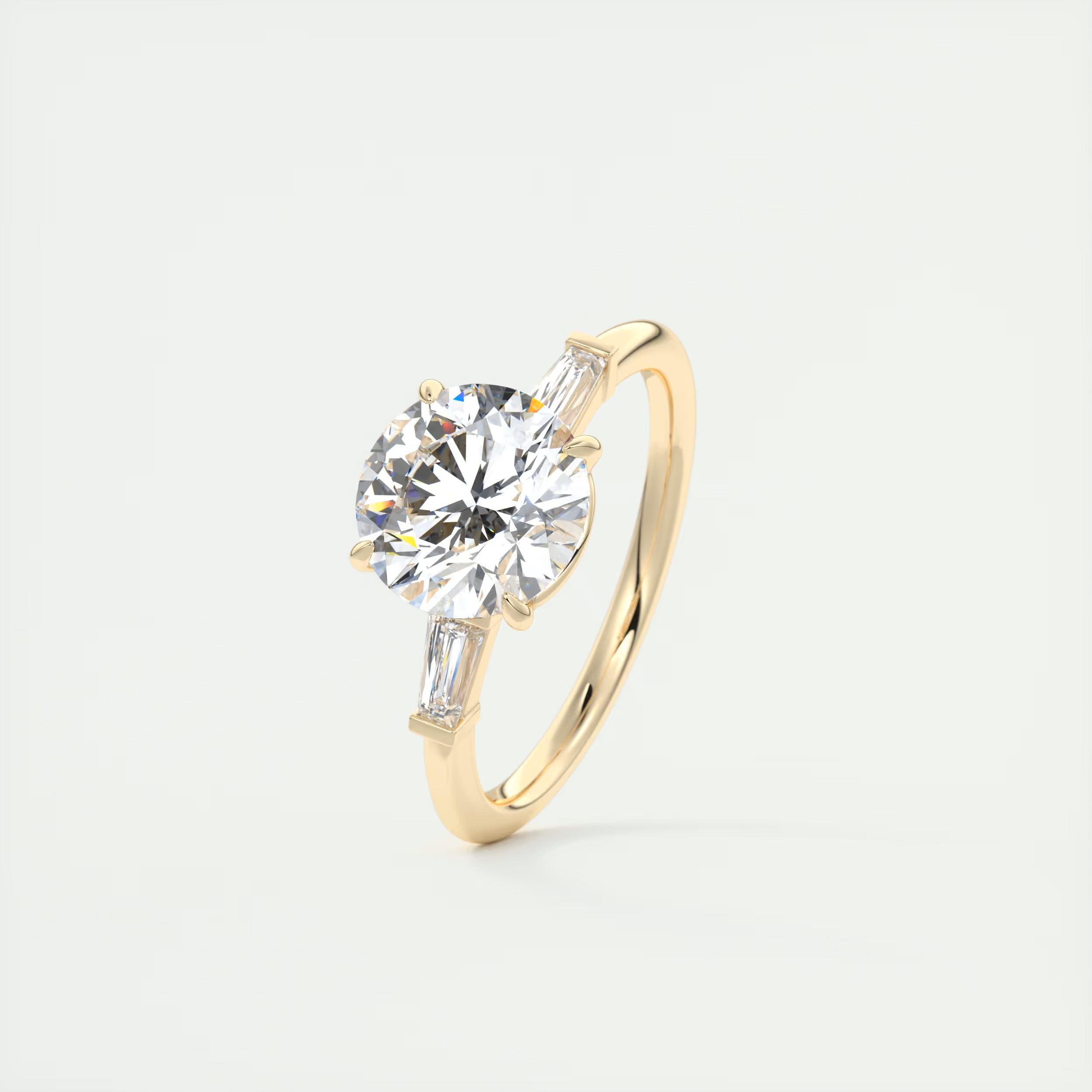 Brilliance 2 Carat Round-Cut Plunge Three-Stone Diamond Ring