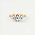 2 Carat Round Floral Three-Stone Engagement Ring – 1.8mm French Set Pavé