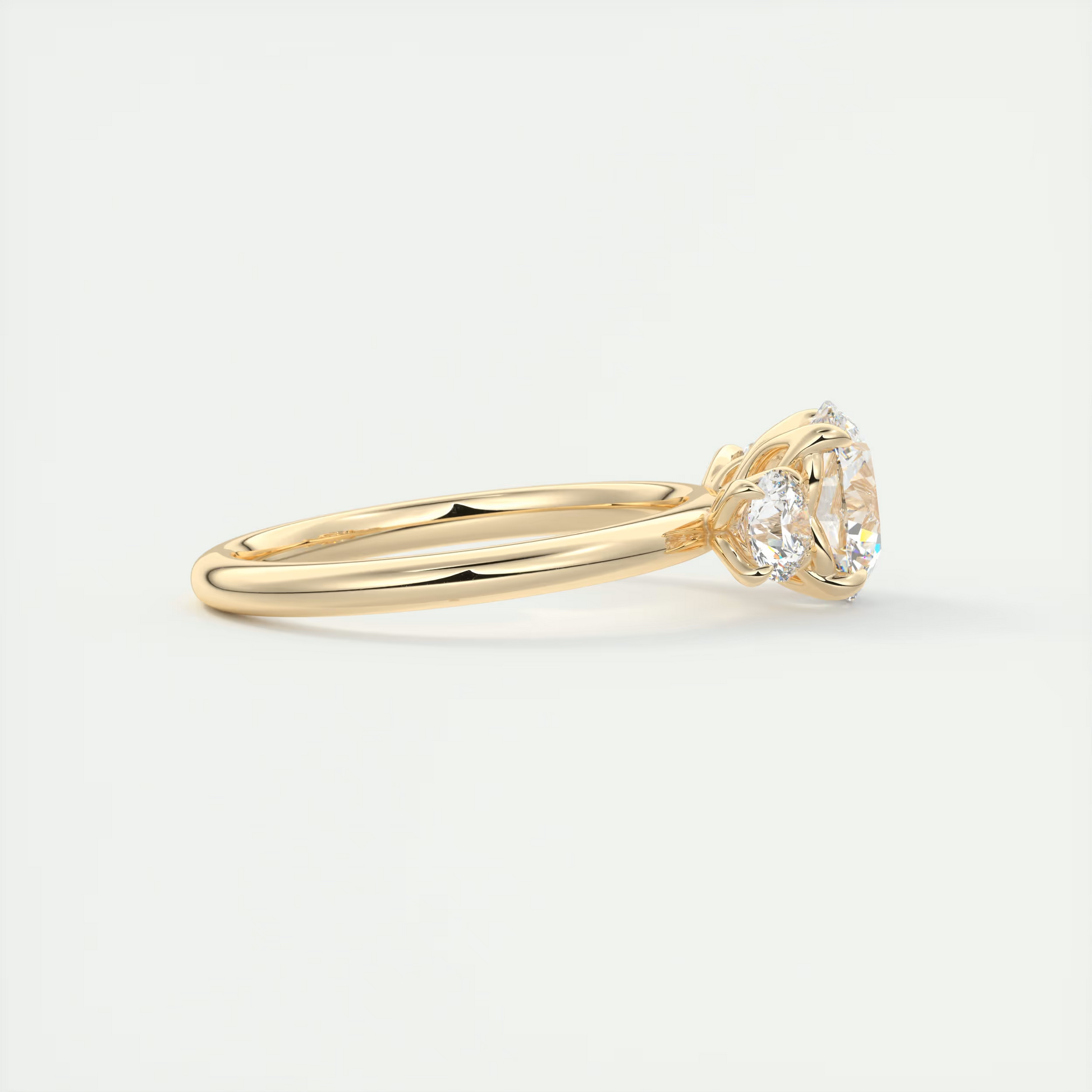 Petals 1.5 Carat Floral Round Three-Stone Engagement Ring