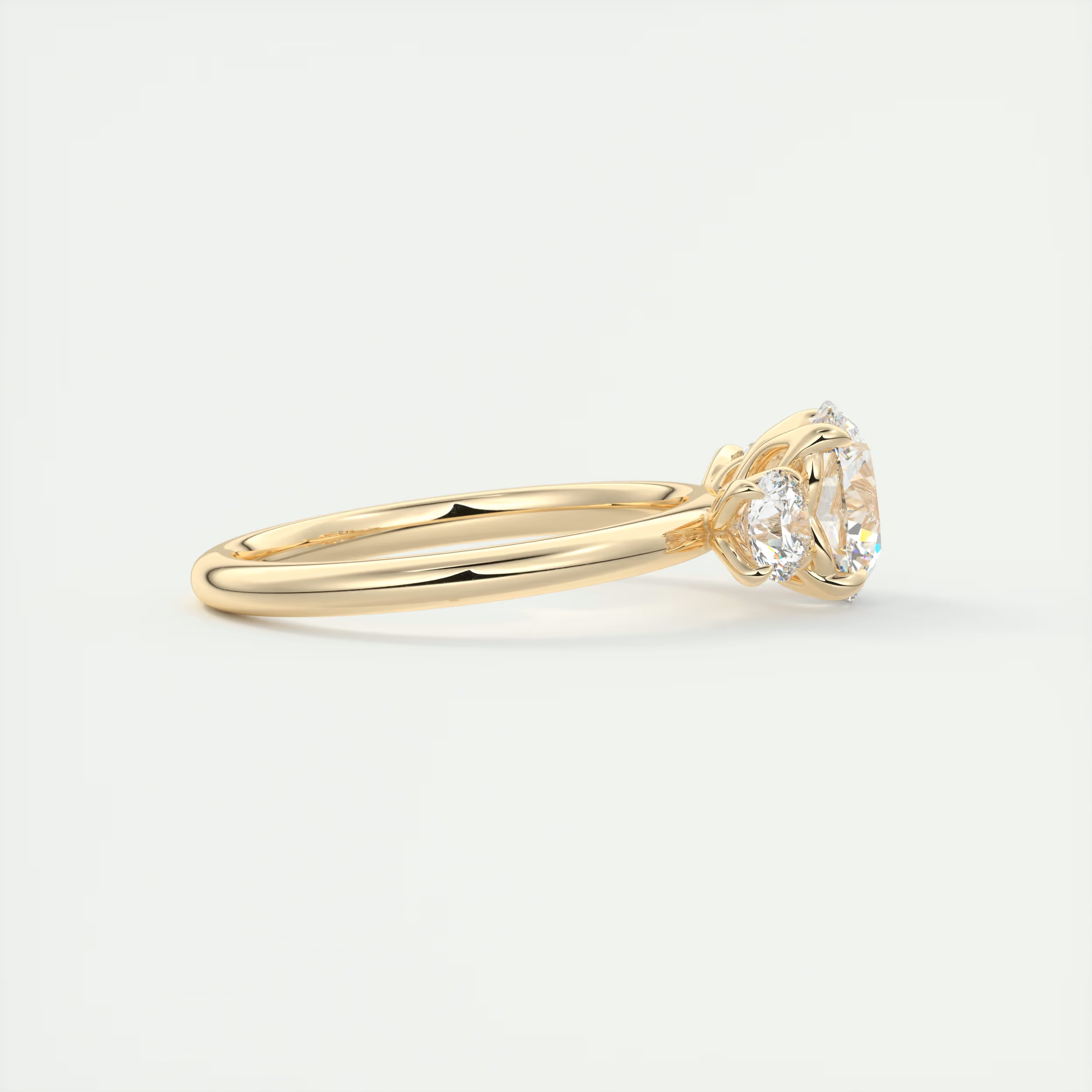 Petals 1.5 Carat Floral Round Three-Stone Engagement Ring