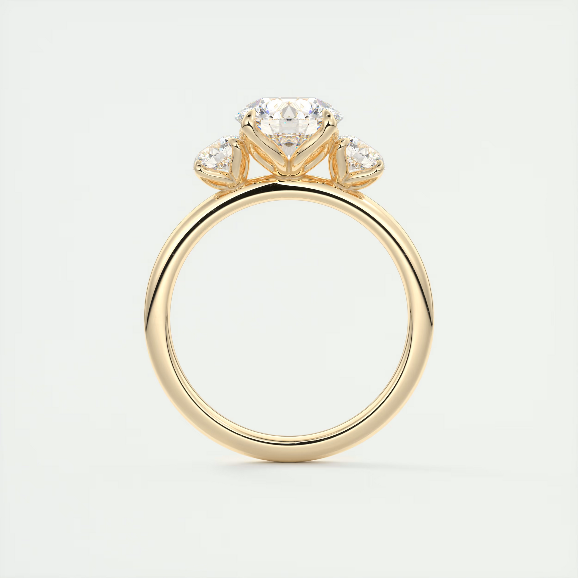 Petals 1.5 Carat Floral Round Three-Stone Engagement Ring