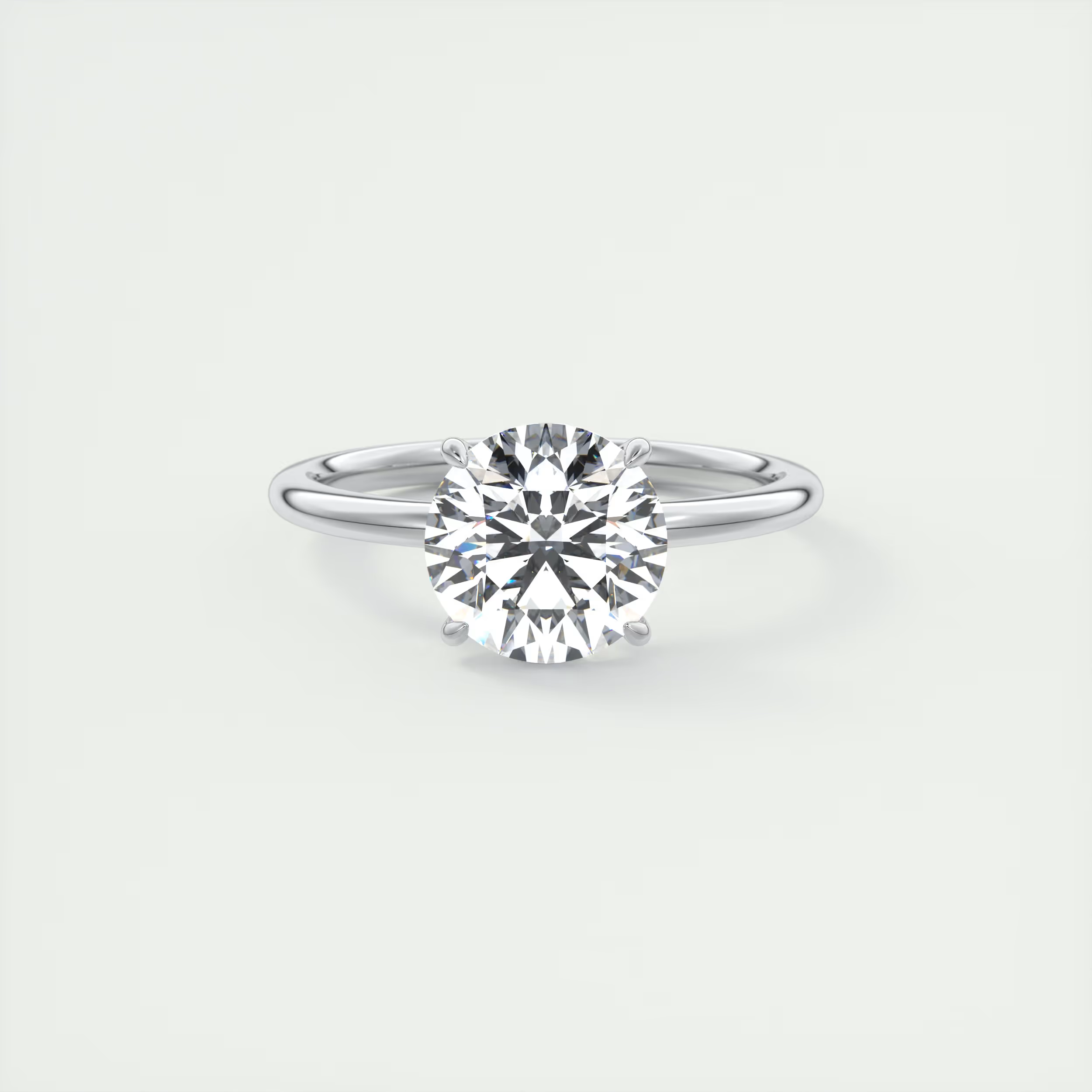 2 Carat Round Low Profile Trillion Solitaire