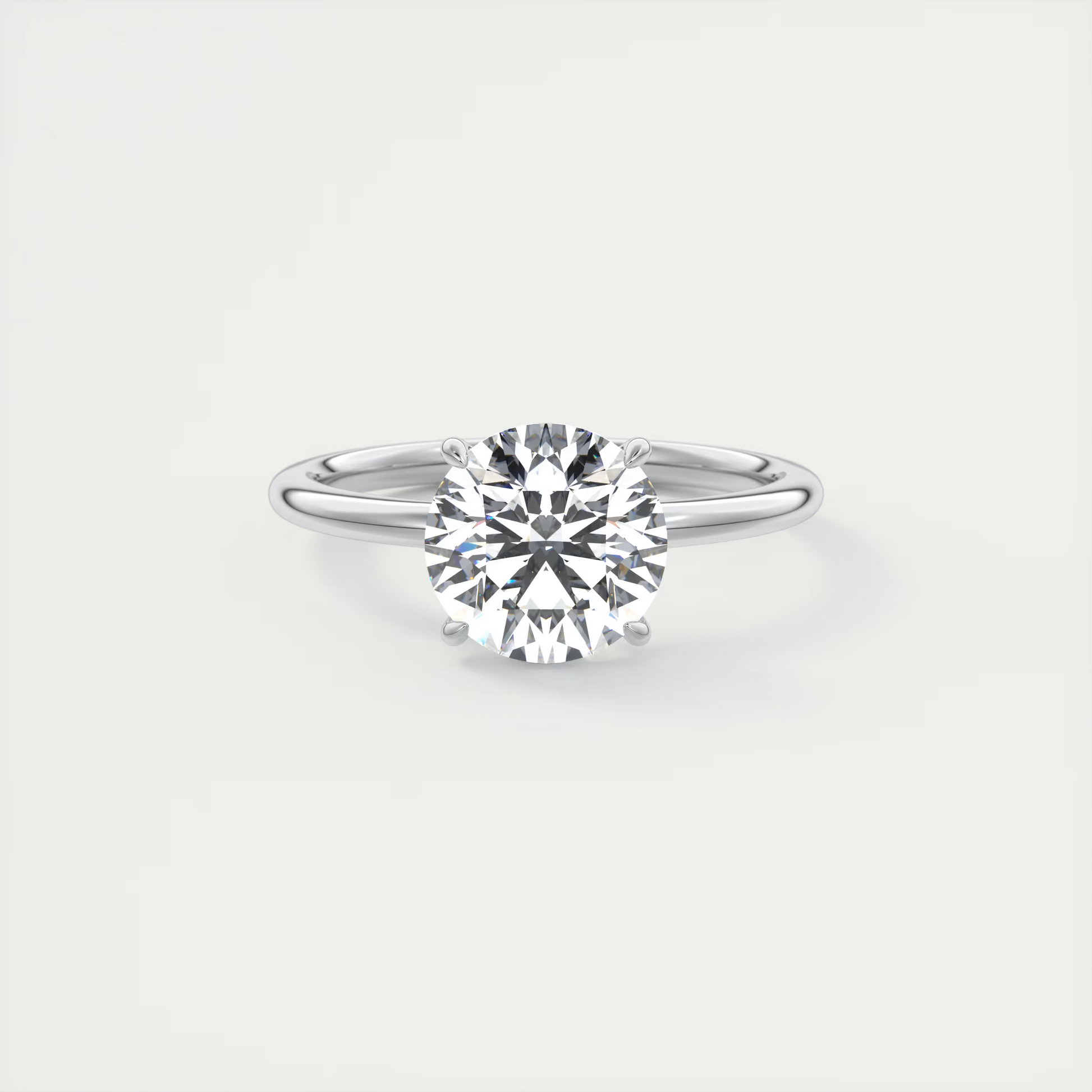 2 Carat Round Single Scoop Low Profile Solitaire
