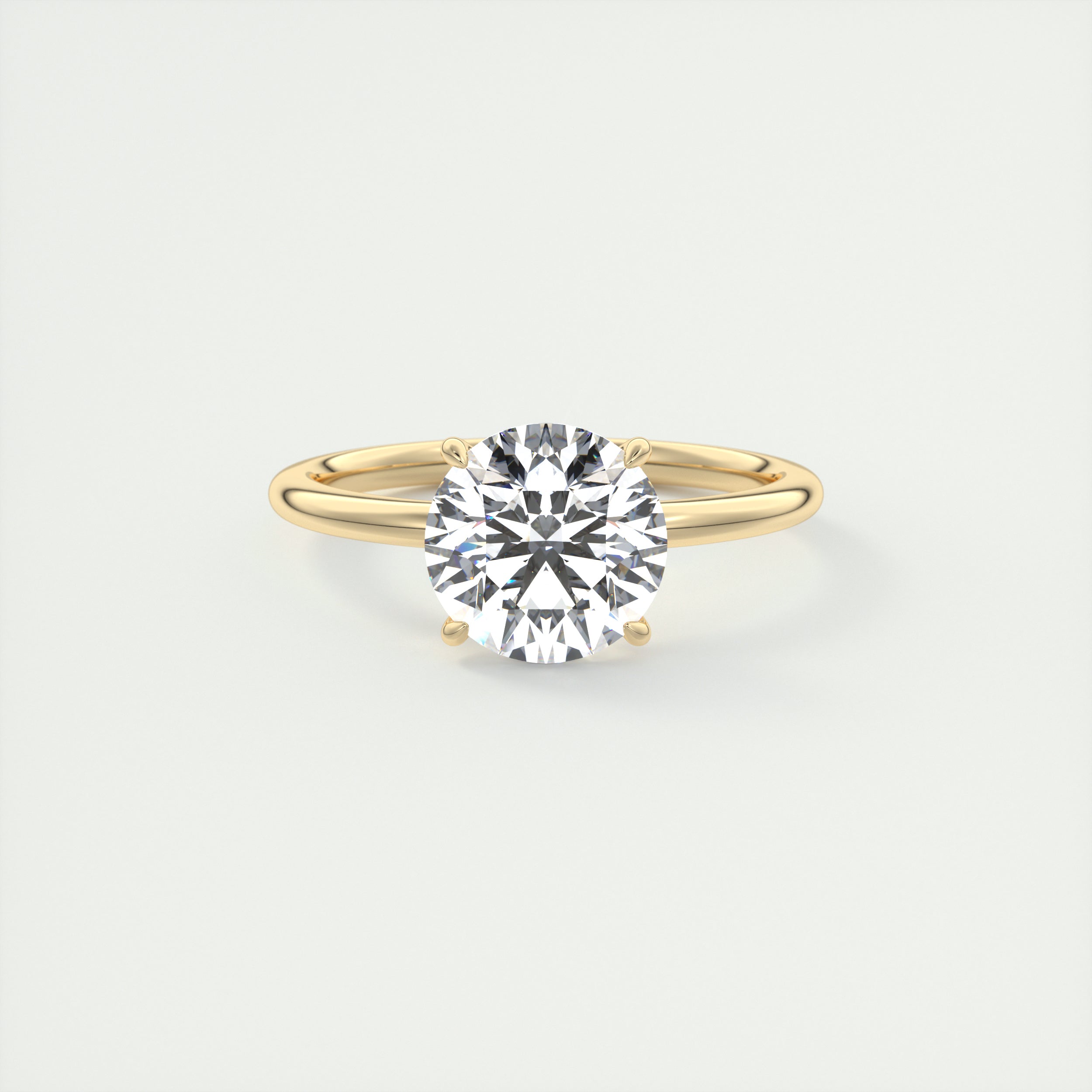 2 Carat Round Single Scoop Low Profile Solitaire