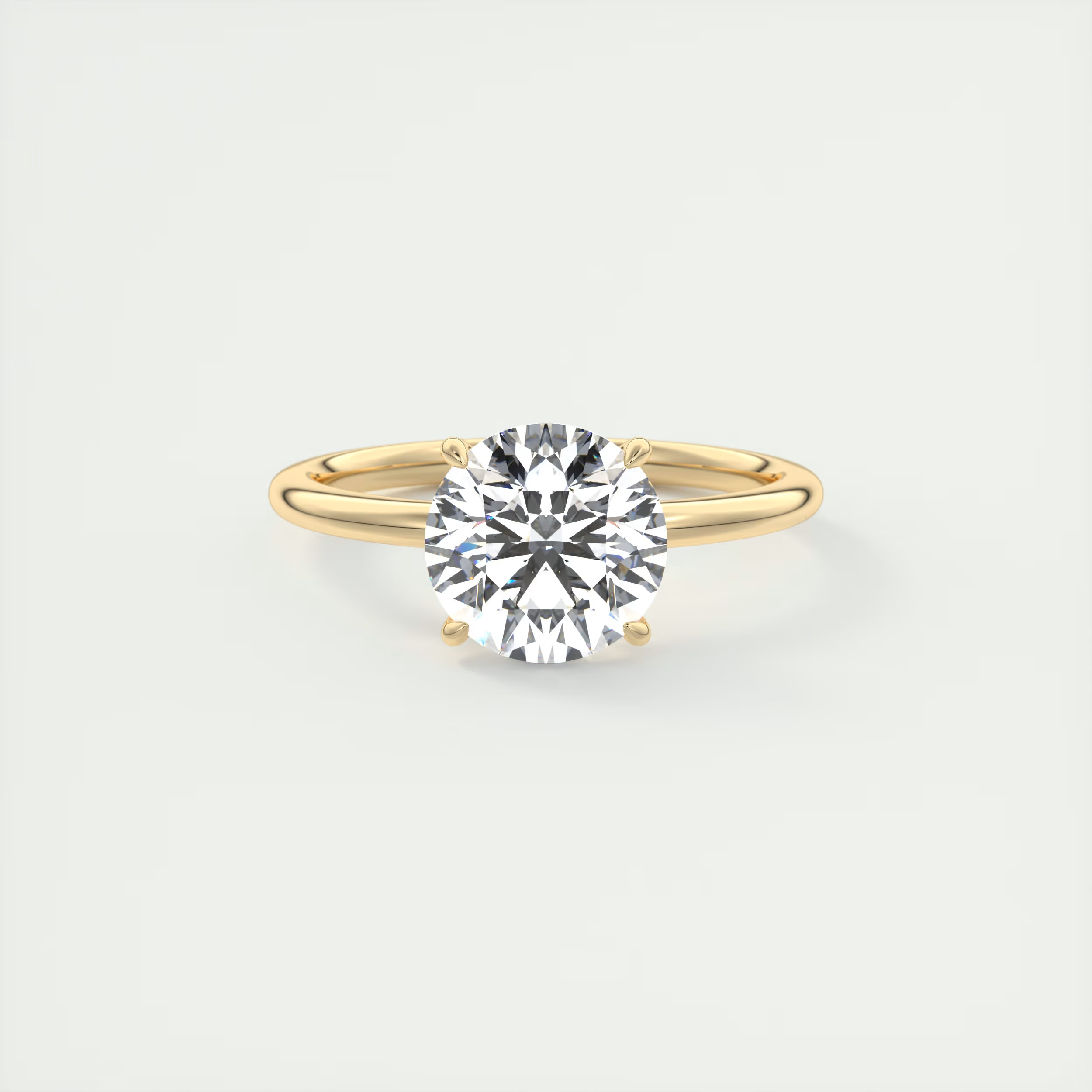 2 Carat Round Low Profile Trillion Solitaire