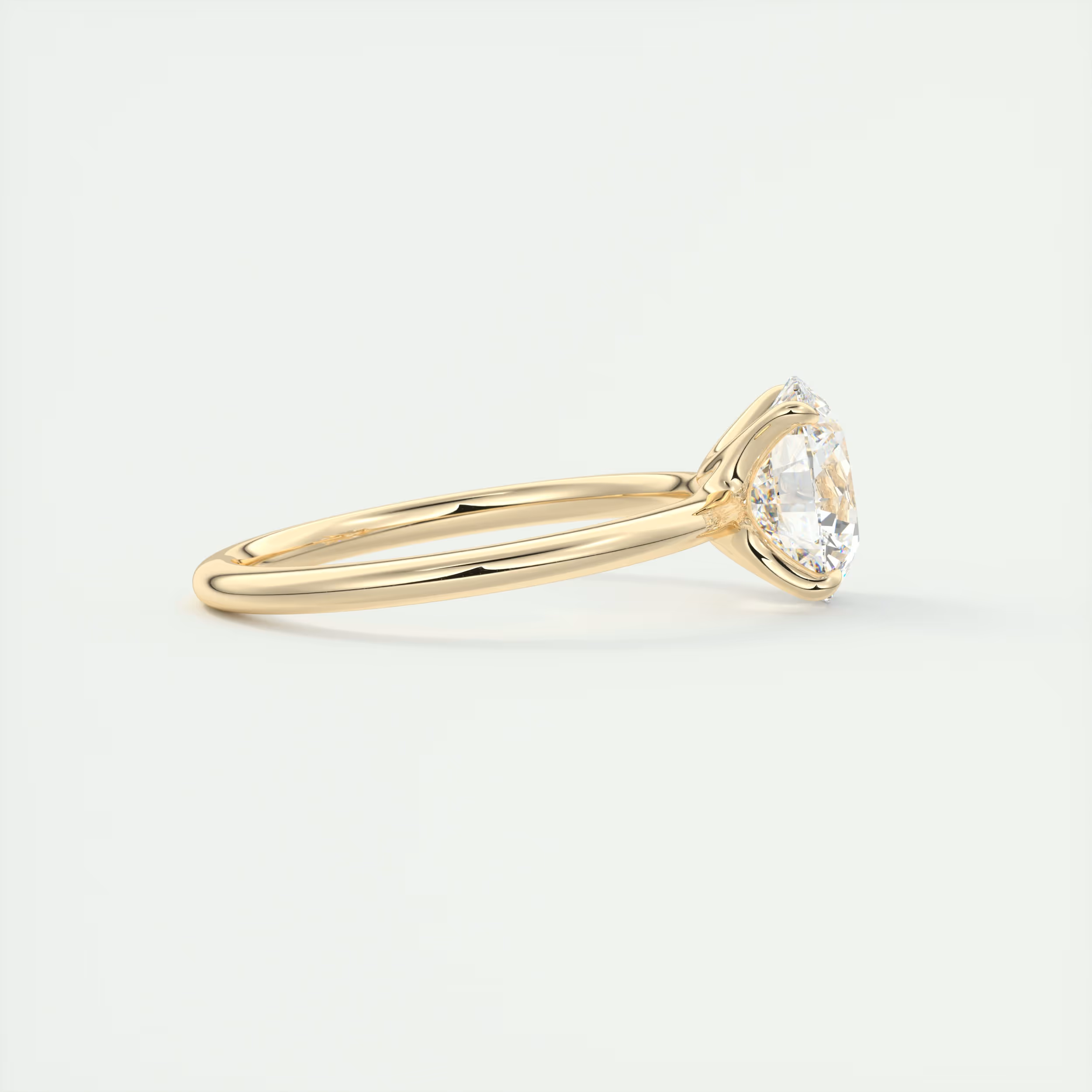 2 Carat Round Single Scoop Low Profile Solitaire
