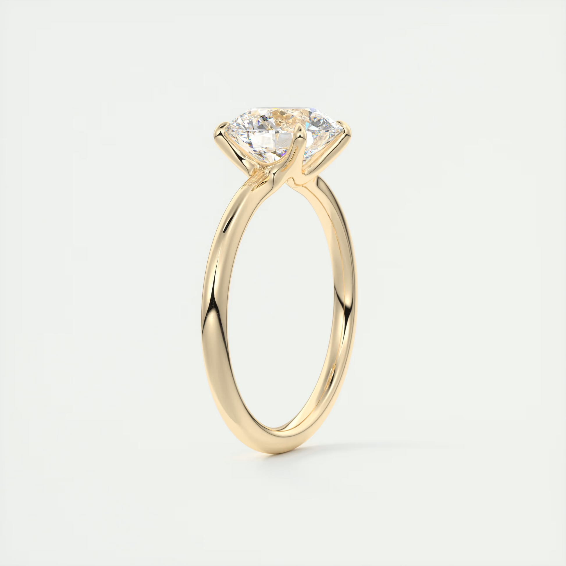 2 Carat Round Single Scoop Low Profile Solitaire