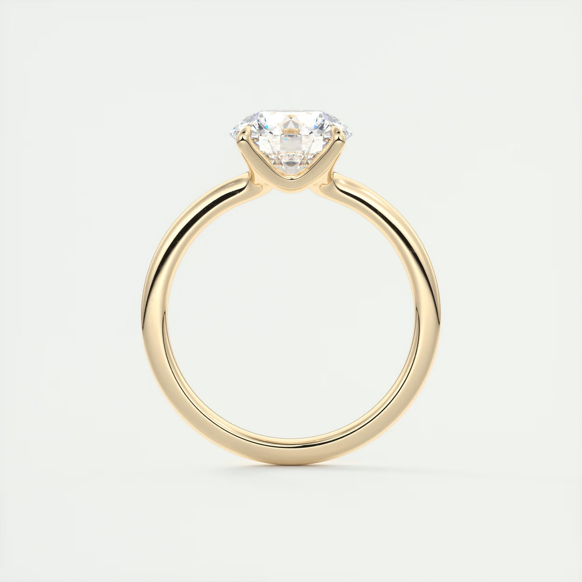 2 Carat Round Single Scoop Low Profile Solitaire