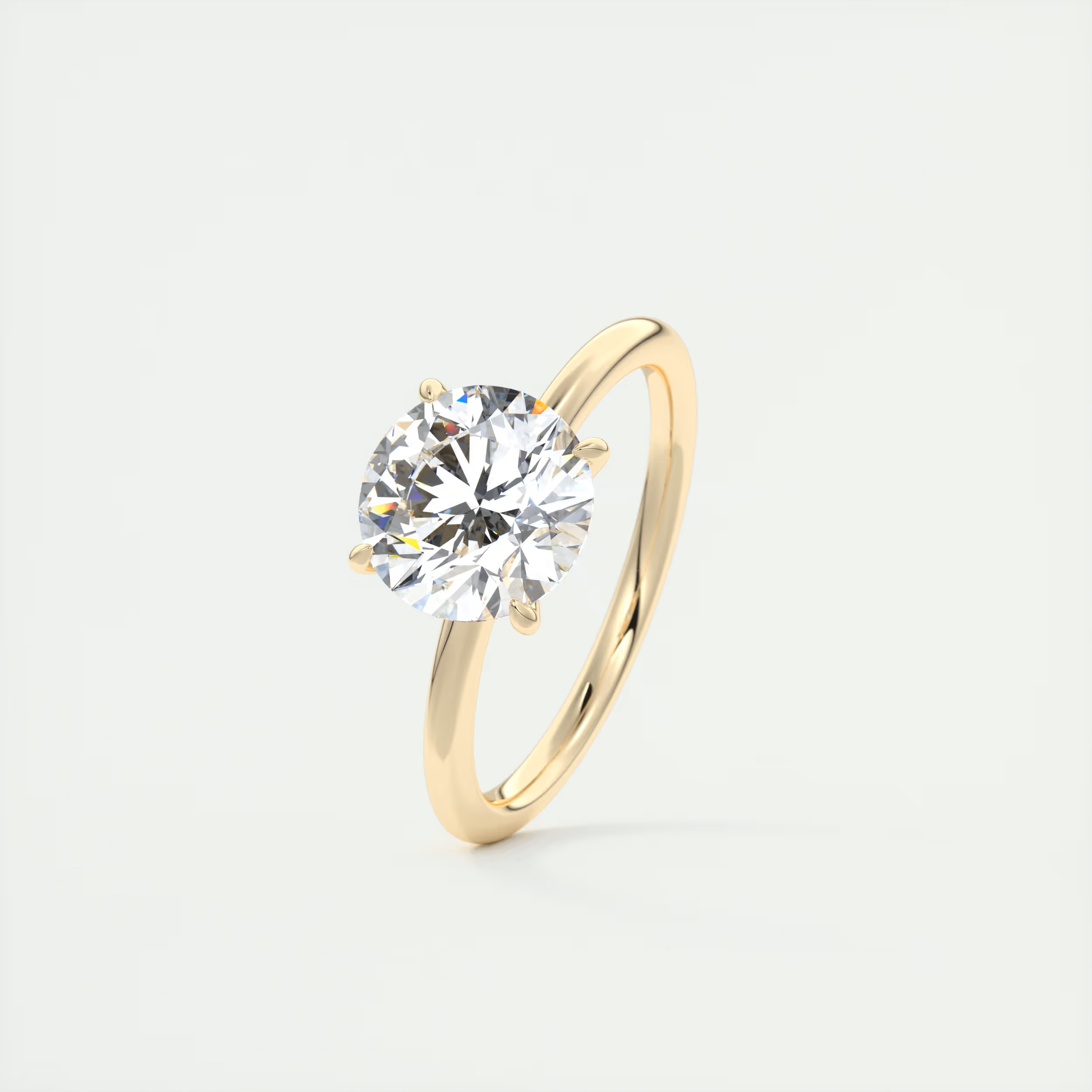 2 Carat Round Low Profile Trillion Solitaire