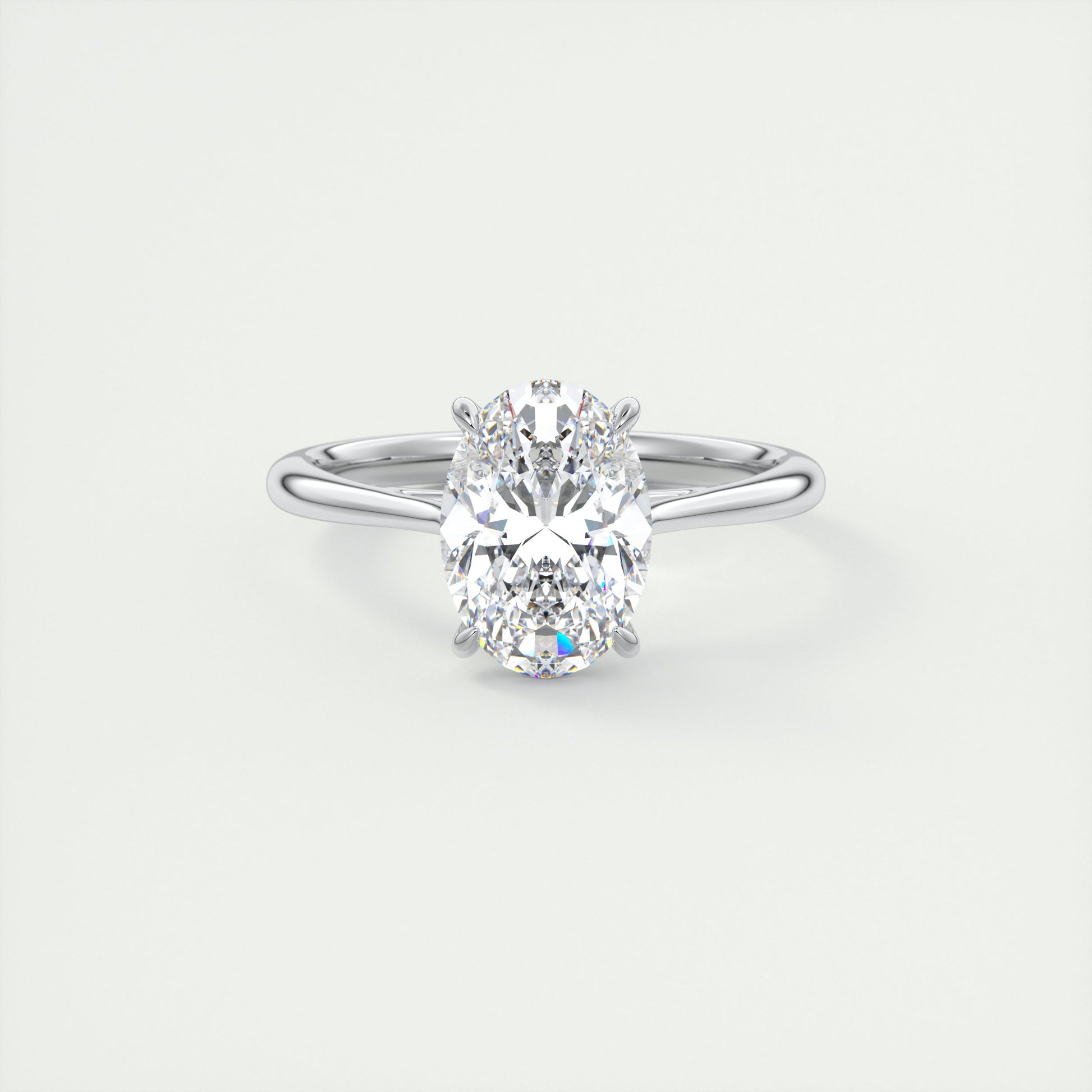 2 Carat Oval Flush Stacking Half Bezel Solitaire