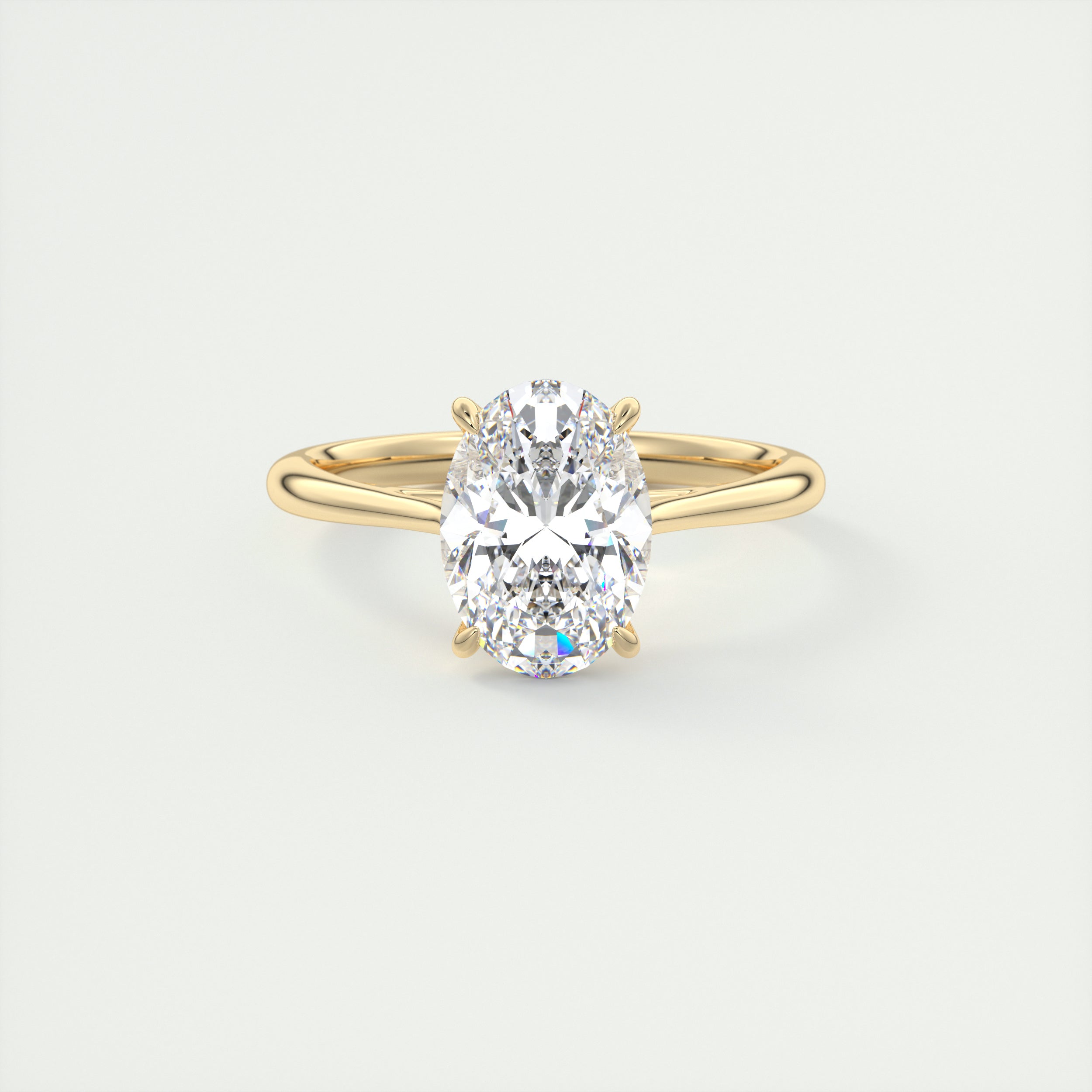 2 Carat Oval Flush Stacking Half Bezel Solitaire