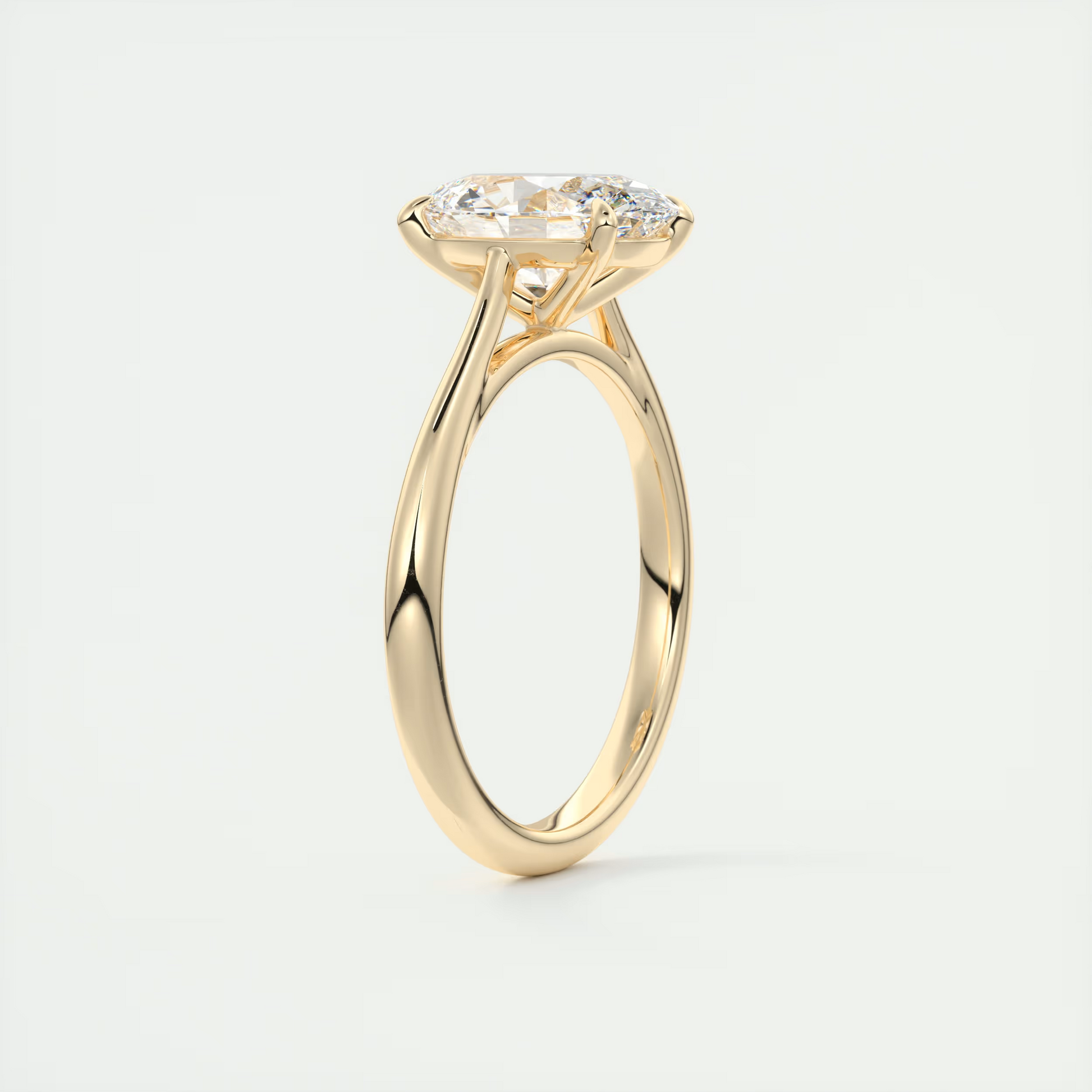 2 Carat Oval Flush Stacking Half Bezel Solitaire